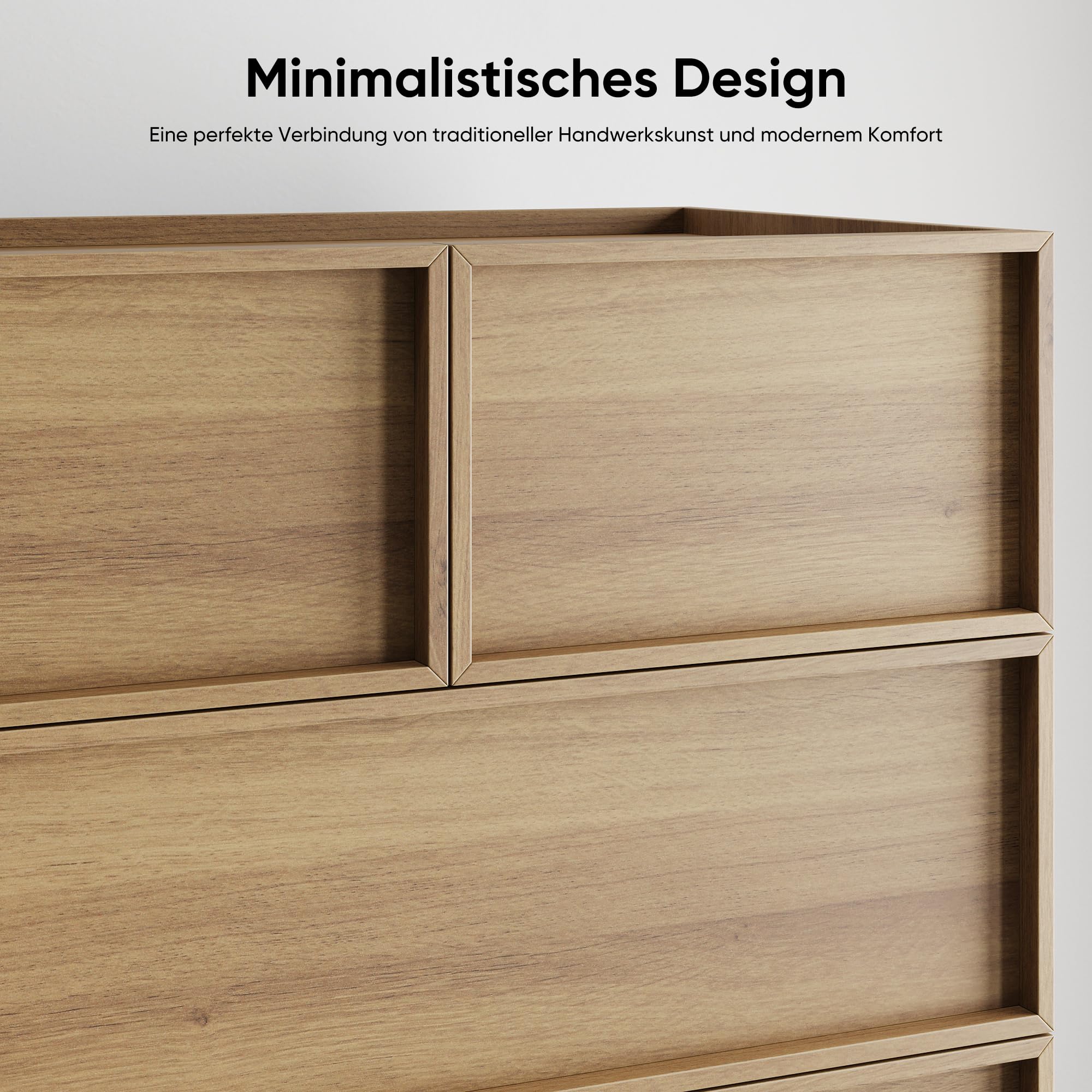Azkoeesy Cassettiera Moderna con 6 Cassetti, Effetto Quercia, 80x48x127,5 cm, Mobile Organizzatore per Soggiorno e Camera da Letto (80 x 48 x 127 cm)