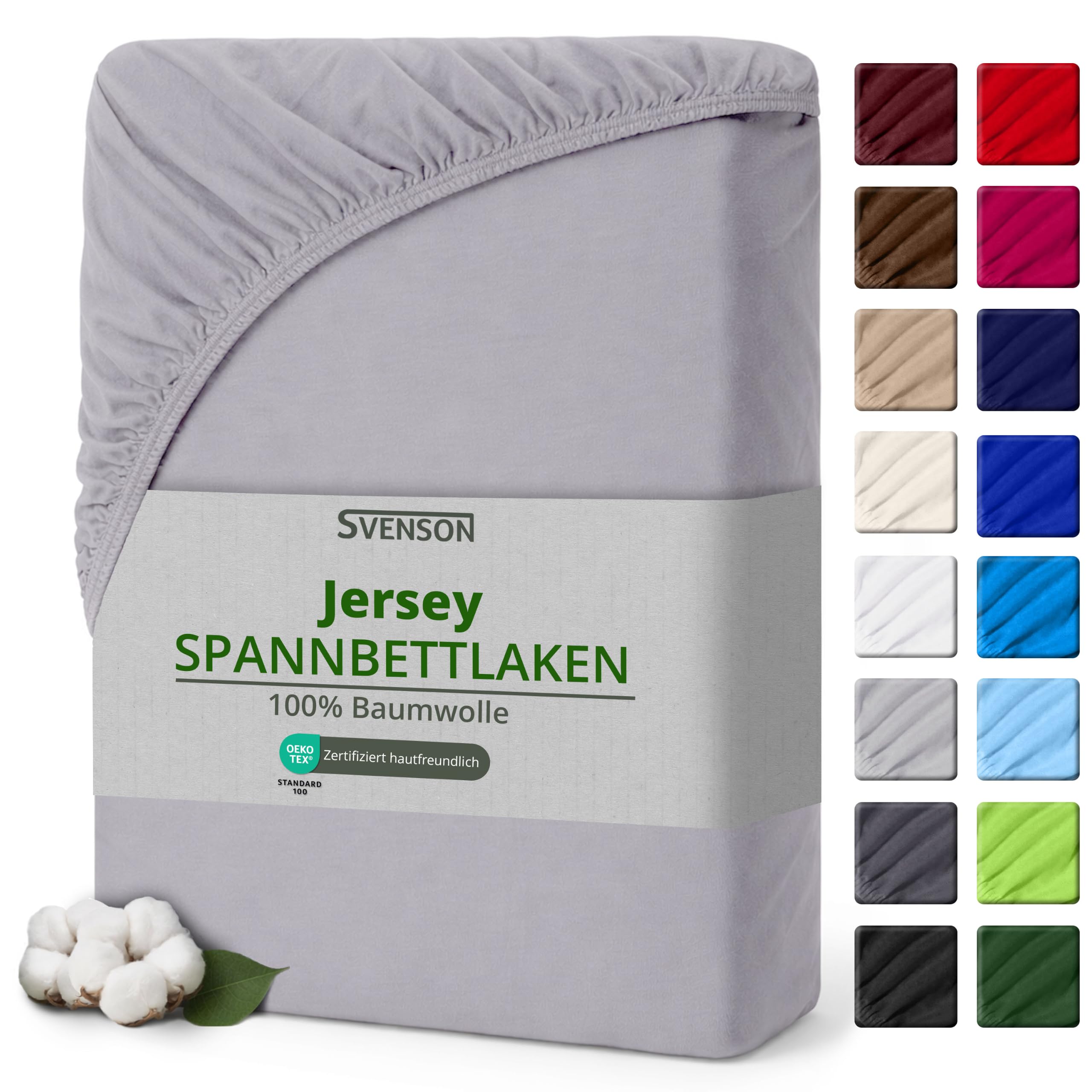 Svenson Jersey-Spannbettlaken aus Baumwolle - weich, elastisch und bequem für den täglichen Gebrauch, 140x200 cm, Türkis