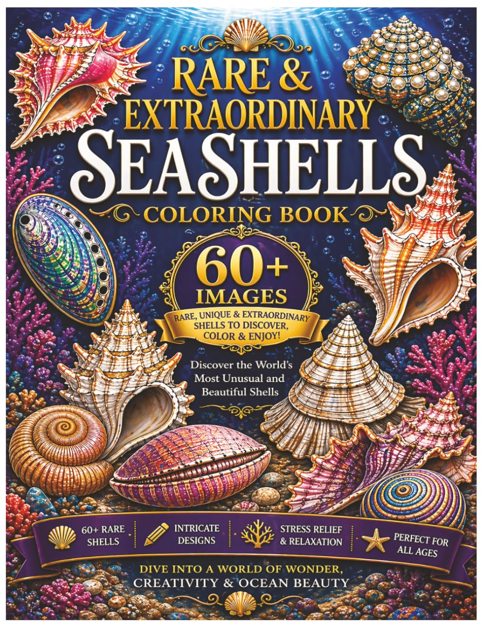 Sea Shells Coloring Book (The Organic Jungle - Colouring Book Series)