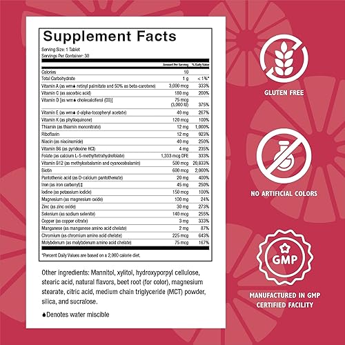 Miniatura 3 de Celebrate Vitamins CelebrateONE 45 multivitamínico bariátrico One A Day con hierro masticables, 45 mg de hierro, cereza de medianoche, 30 unidades