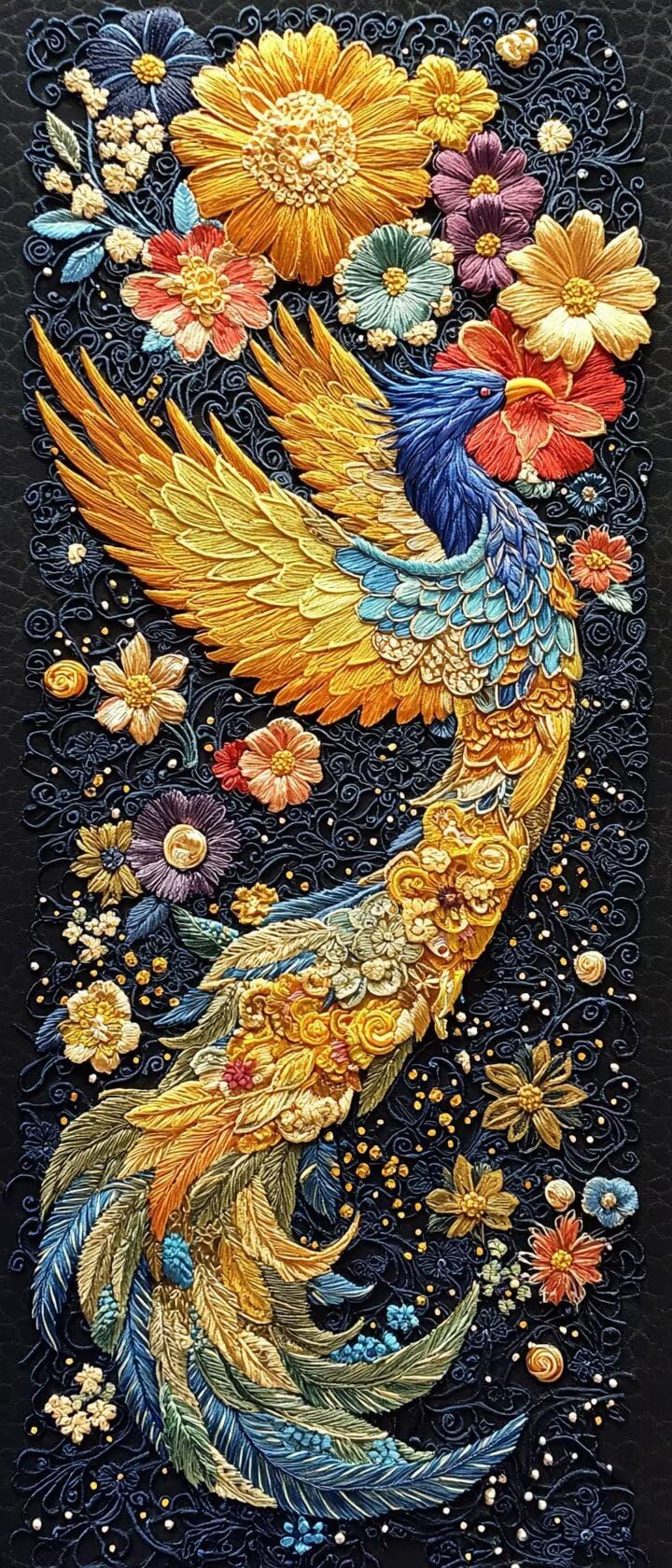 Diamentowy obraz dla dorosłych duży format, obraz diamentowy Phoenix XXL 60 x 120 cm diamentowy zestaw do malowania koralikami, diamentowa sztuka wypoczynkowa kreatywne dorośli haft ścieg krzyżykowy