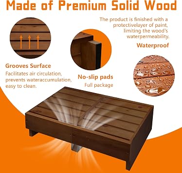 Wooden Step Stool 6 Height, Step Stools for Bed, Bed Steps for High Beds for Adults and Elderly, Step Stool for Bedroom, Kitchen, Living Room, Dark Brown