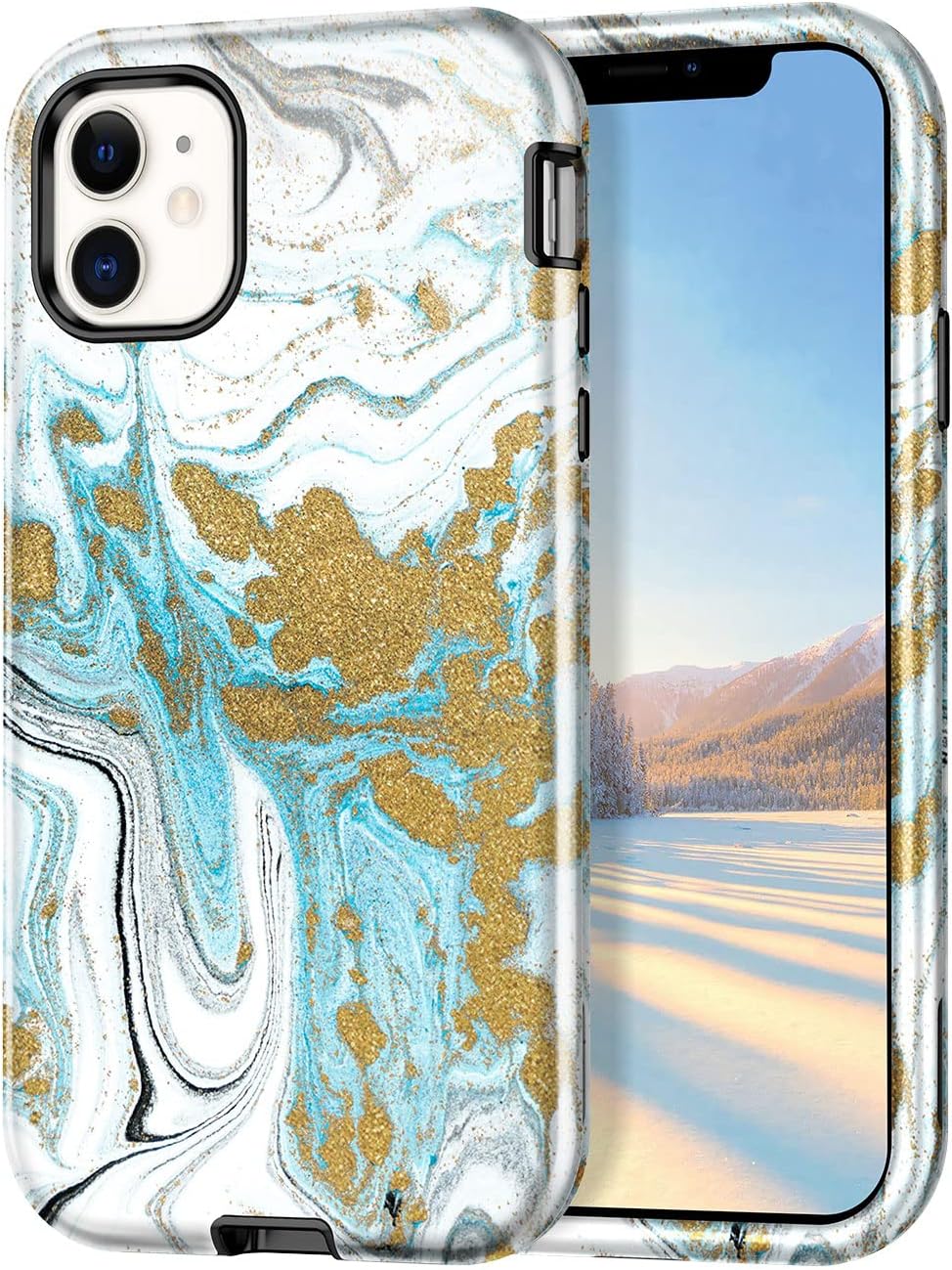 CASEFIV Compatible with iPhone 11 Case,Marble Pattern 3 in