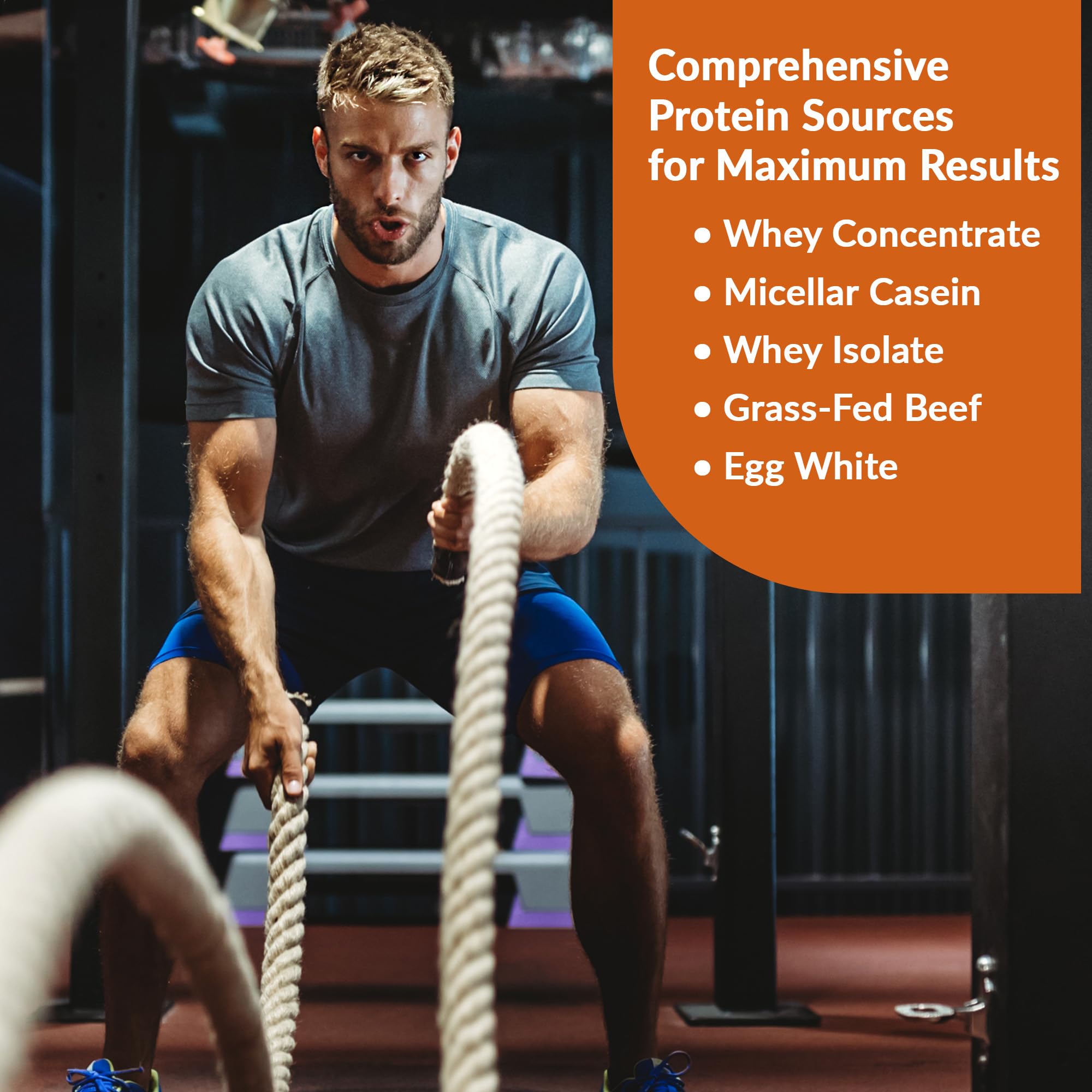 Granite Nutrition Proteína en polvo – Mezcla premium de 5 fuentes (suero de leche, caseína, huevo, carne de res alimentada con pasto) para músculos magros y recuperación, sabor a caramelo salado, 30