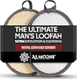 Sturdy Natural Loofah for Men, The Ultimate Men's Loofah Body Scrubber Made with Natural Egyptian Shower luffa Sponge, Bath Shower Sponge lufas for Men - 2 Count (1 Pack) - Gray
