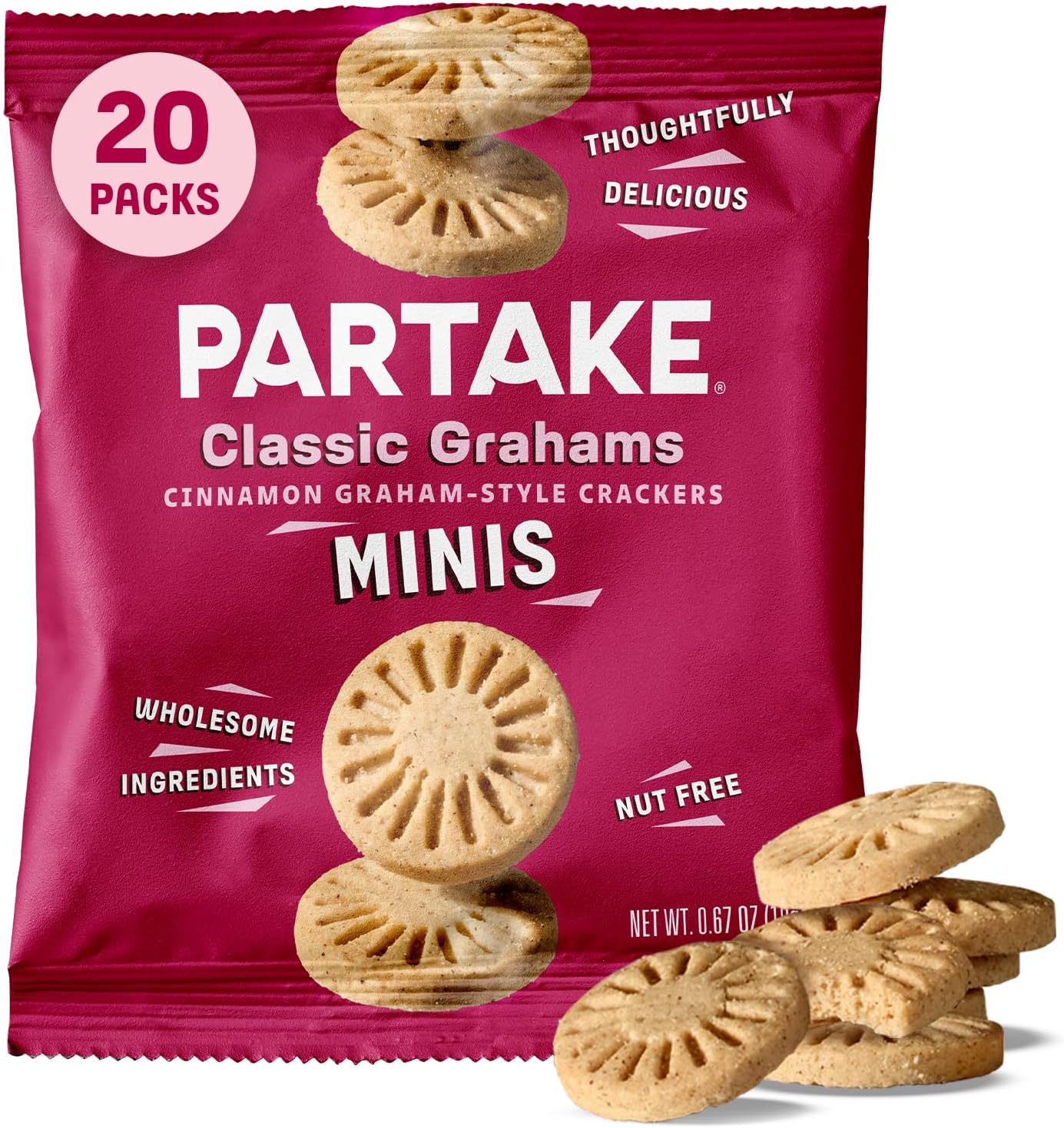 - Gluten Free Partake Classic Graham Cracker Minis - Vegan - Free From the Top 9 Allergens Including Dairy, Wheat, Soy, Eggs, & Peanuts - Non GMO - Safe School & Office Snack (20 Packs, 0.67 oz)