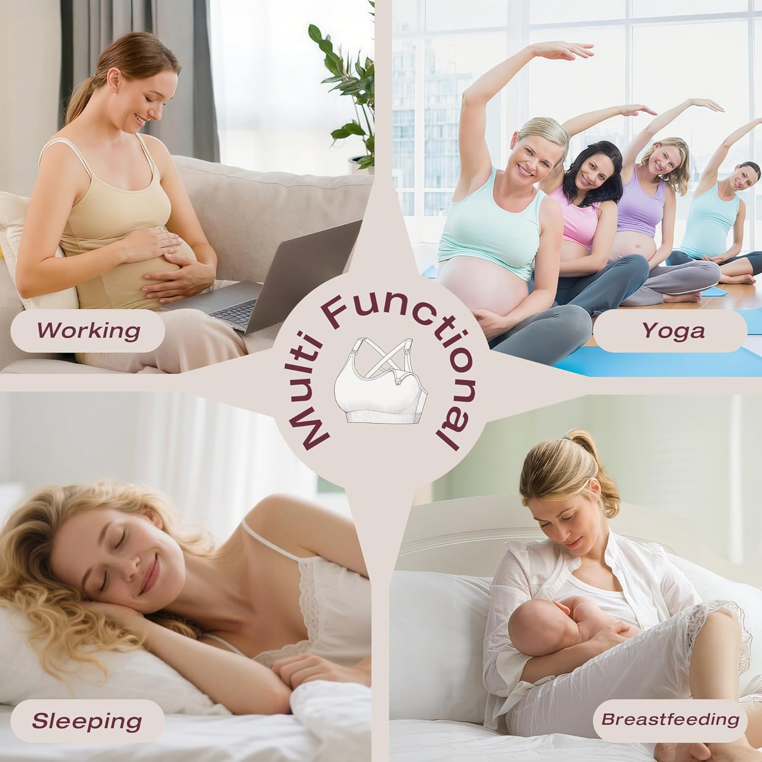 3 Pack Nursing Bras for Breastfeeding, Seamless Maternity Bras for Pregnancy Support Nursing Sports Bra for Yoga - Image 6