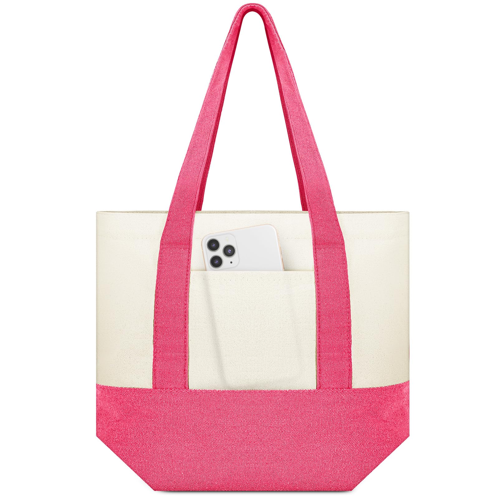 Photo 1 of Amylove Mini Canvas Tote Bag with Pockets Duty Canvas Sublimation Blank Small Bag Mini Reusable Tote for Crafts DIY (10" X 9",Pink,1 Pcs)