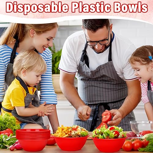 Miniatura 10 de Mifoci 50 cuencos de plástico de 30.5 onzas desechables para servir, cuencos grandes y ligeros a granel para postres sopas, aperitivos, frutas,