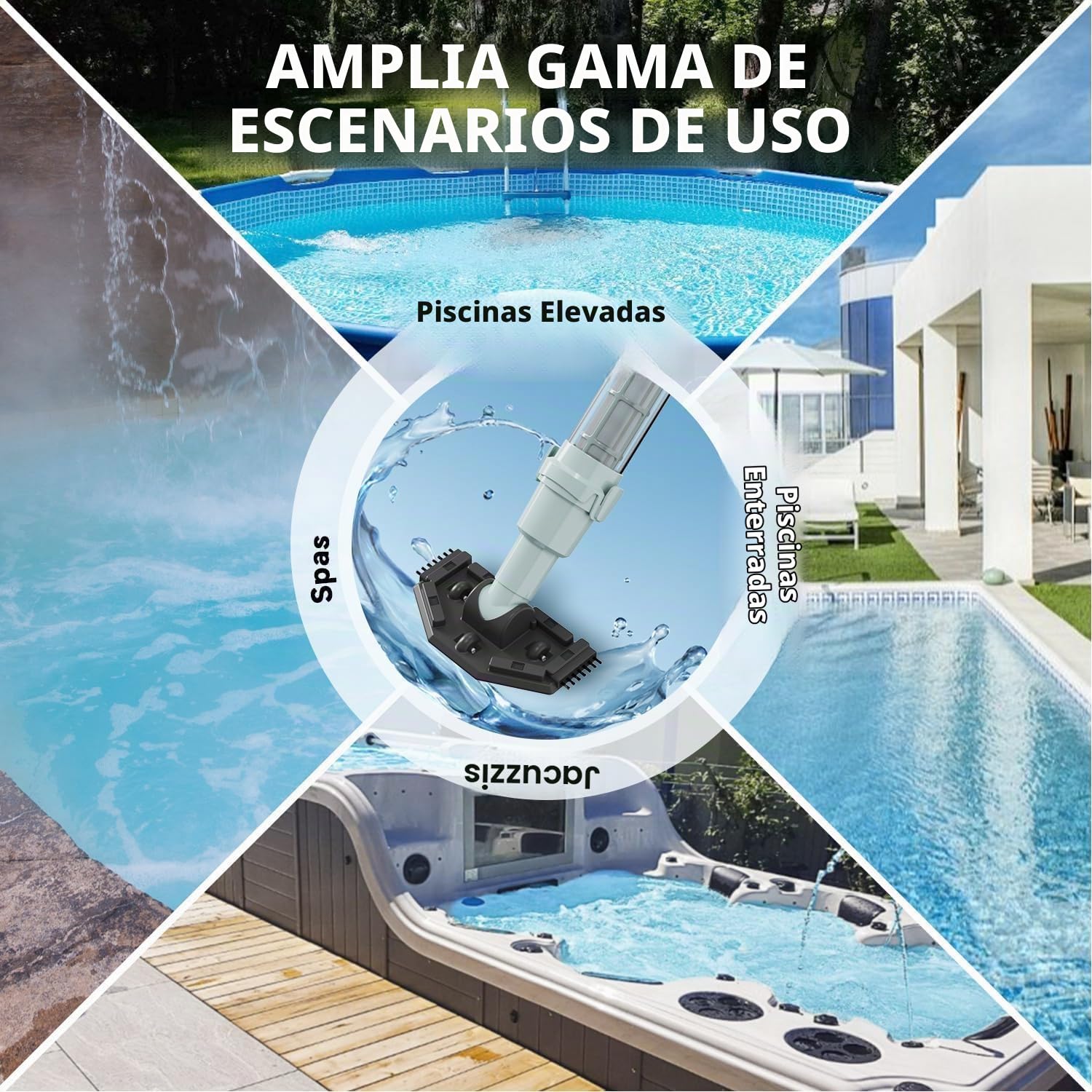 Lydsto S1 Lite Aspirador de Piscina Inalámbrico, Autonomía 90 Min, Incluye 3 Varillas de Aluminio, Ligero y Portátil para Piscinas, Bañeras de Hidromasaje, SPA
