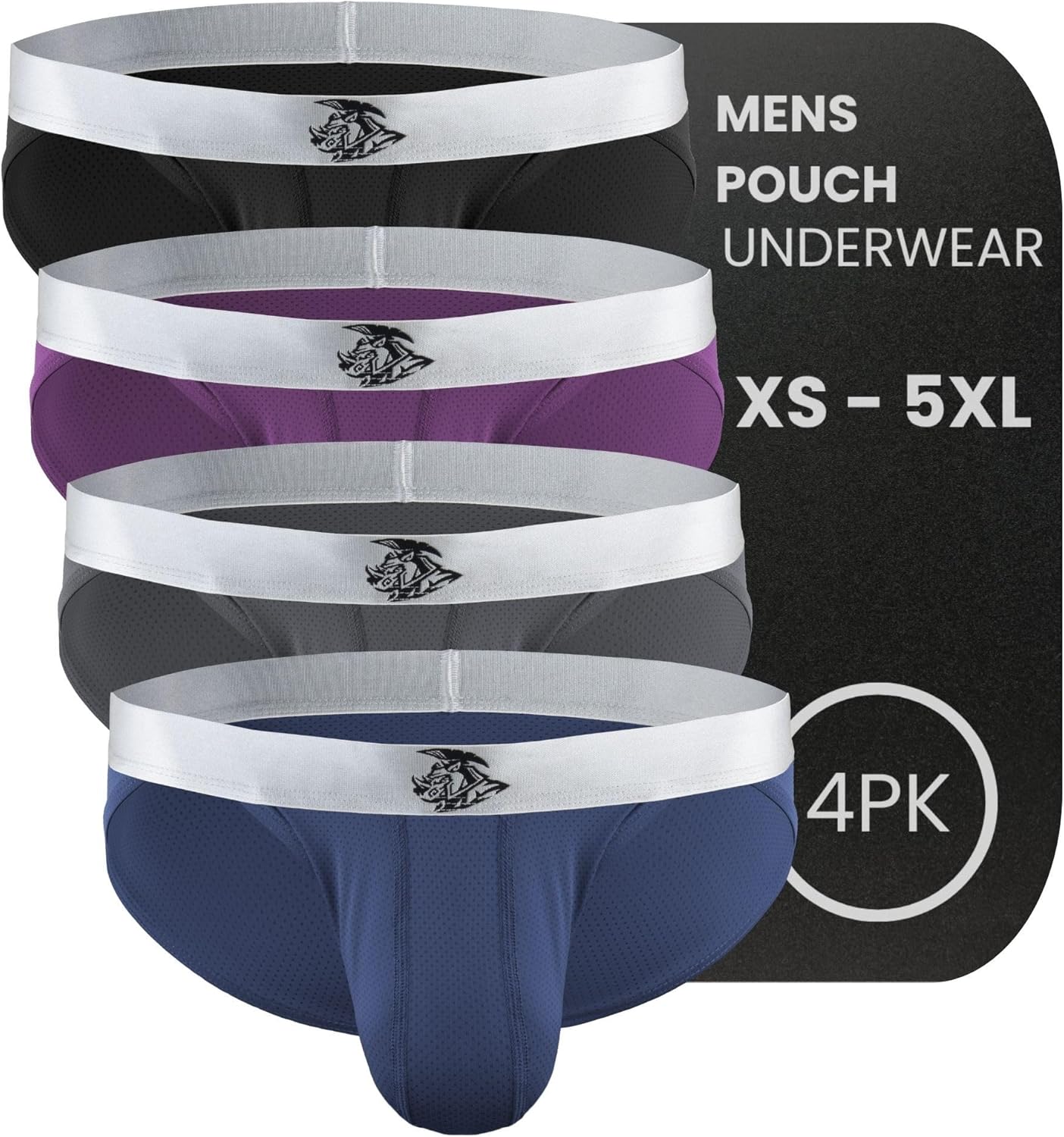 Real Men Ares-Accent Low-Rise Pouch Bikini Brief with ABCD Pouch - 1, 3 & 6 Pack - Waist Size XS - 5XL