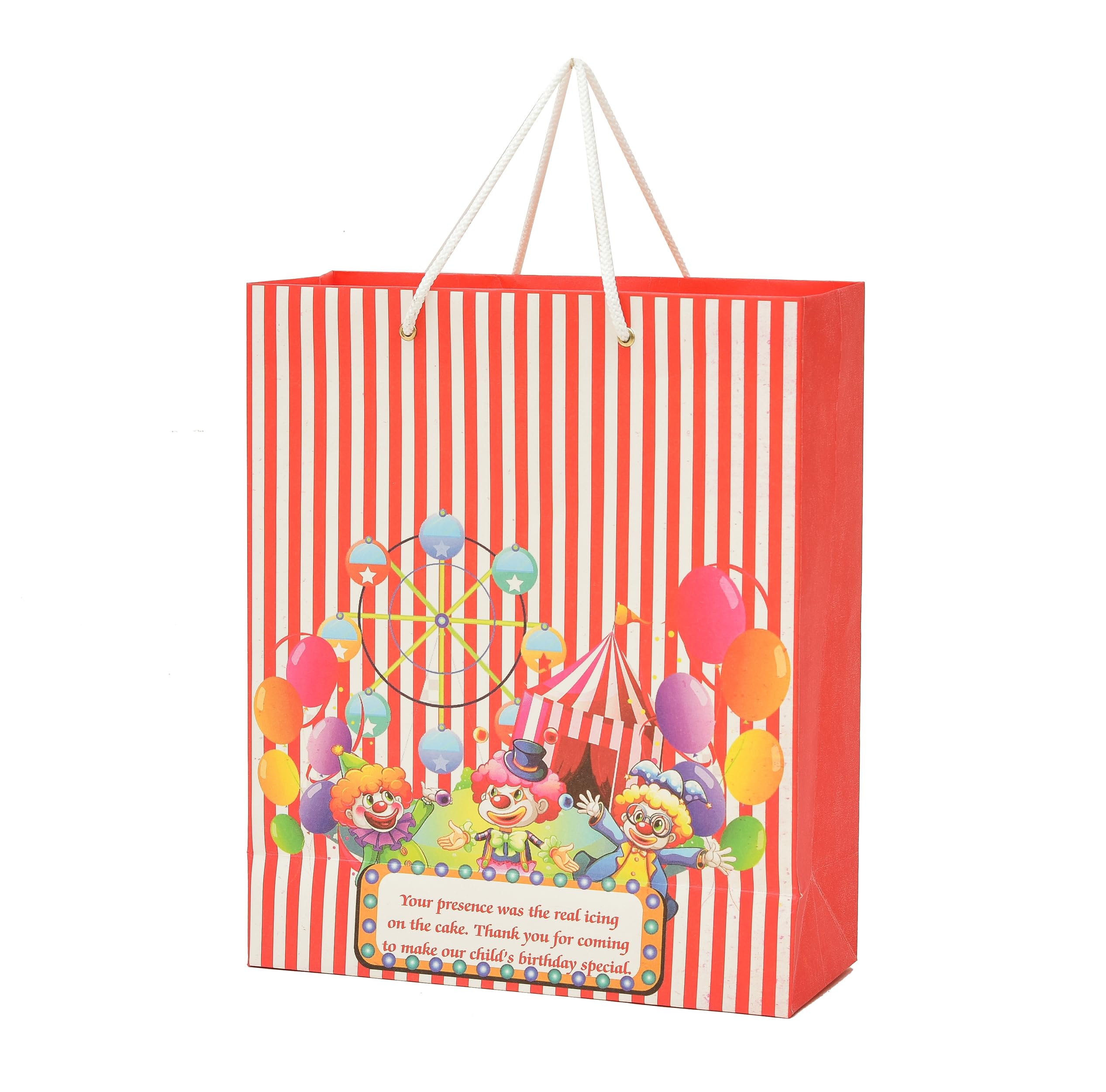 PPJ ® -HAPPY BIRTHDAY (CARNIVAL THEME) PARTY (30 Pcs.) PAPER CARRY BAG, -10 Inch X 12 Inch X 4 Inch RETURN GIFT/HAPPY BIRTHDAY/RETURN GIFTS/GIFTS/GIFT BAGS/GIFT COVERS (Pack of 30)