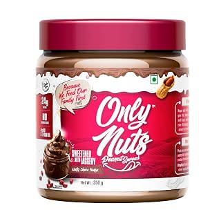 Doctors Choice Only Nuts High Protein Peanut Butter | Nutty Choco Fudge Flavour | 23g Protein Spread | No Fillers | No Palm Oil | Healthy Nut Butter | 350g