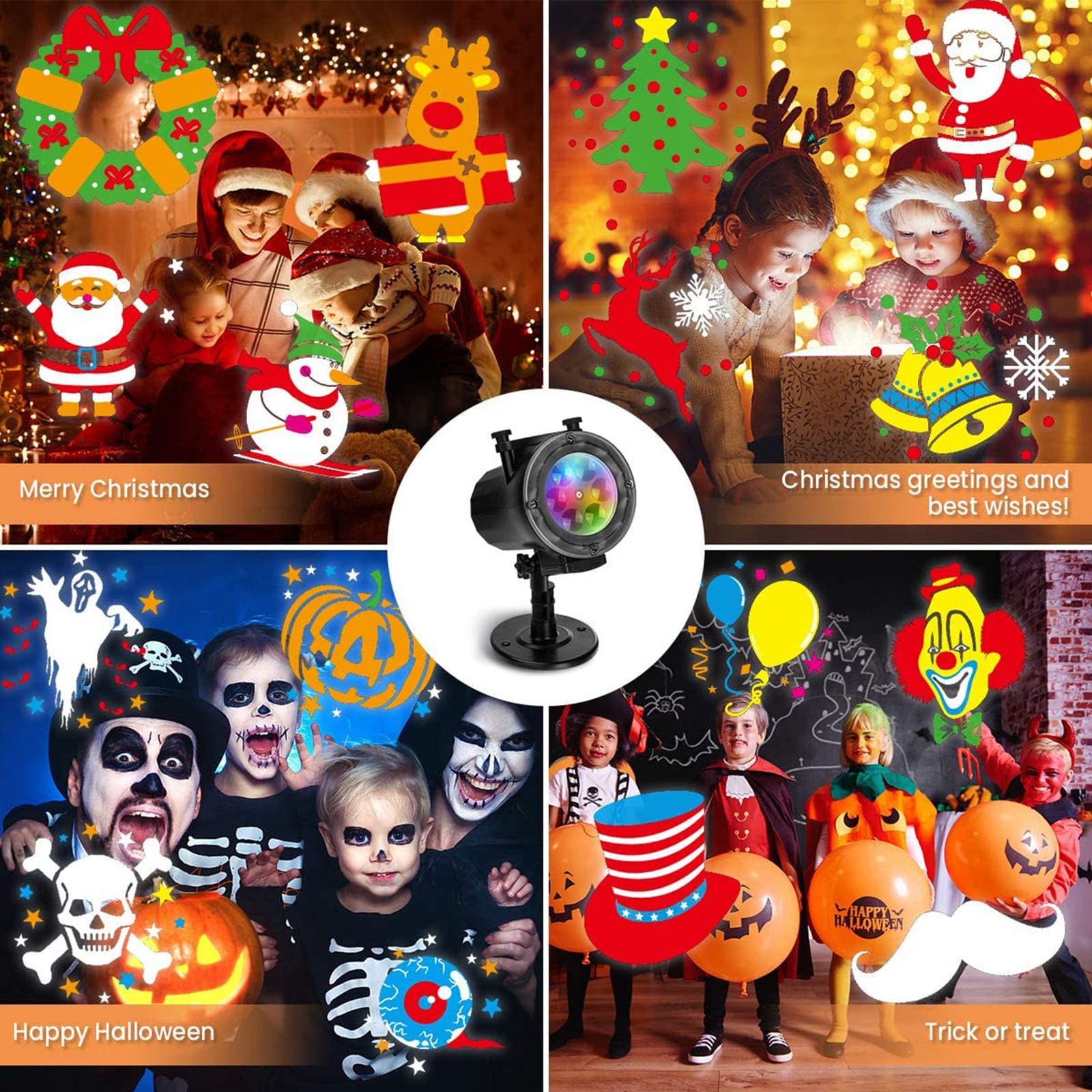 Projecteur de Noël Lumières Extérieures, Lampe de Projecteur de Noël LED avec 12 Diapositives Mobiles, Projecteur de Décoration Imperméable Flocon de Neige avec Télécommande pour Nouvel An Vacances No