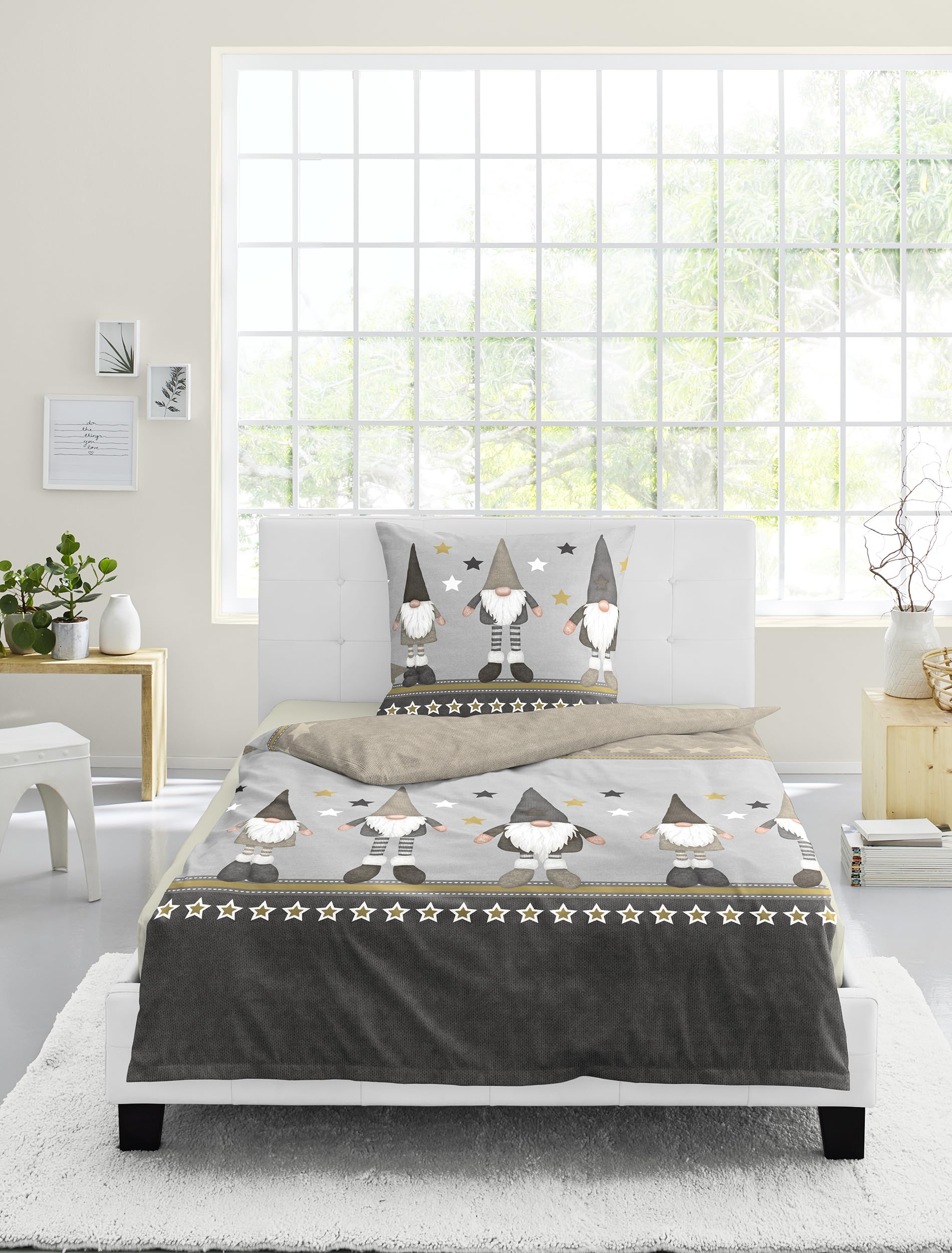 Bierbaum 4104 Fine Flannelette Bed Linen, Designed in Germany, Natural 80, 135 x 200 + 80 x 80 cm