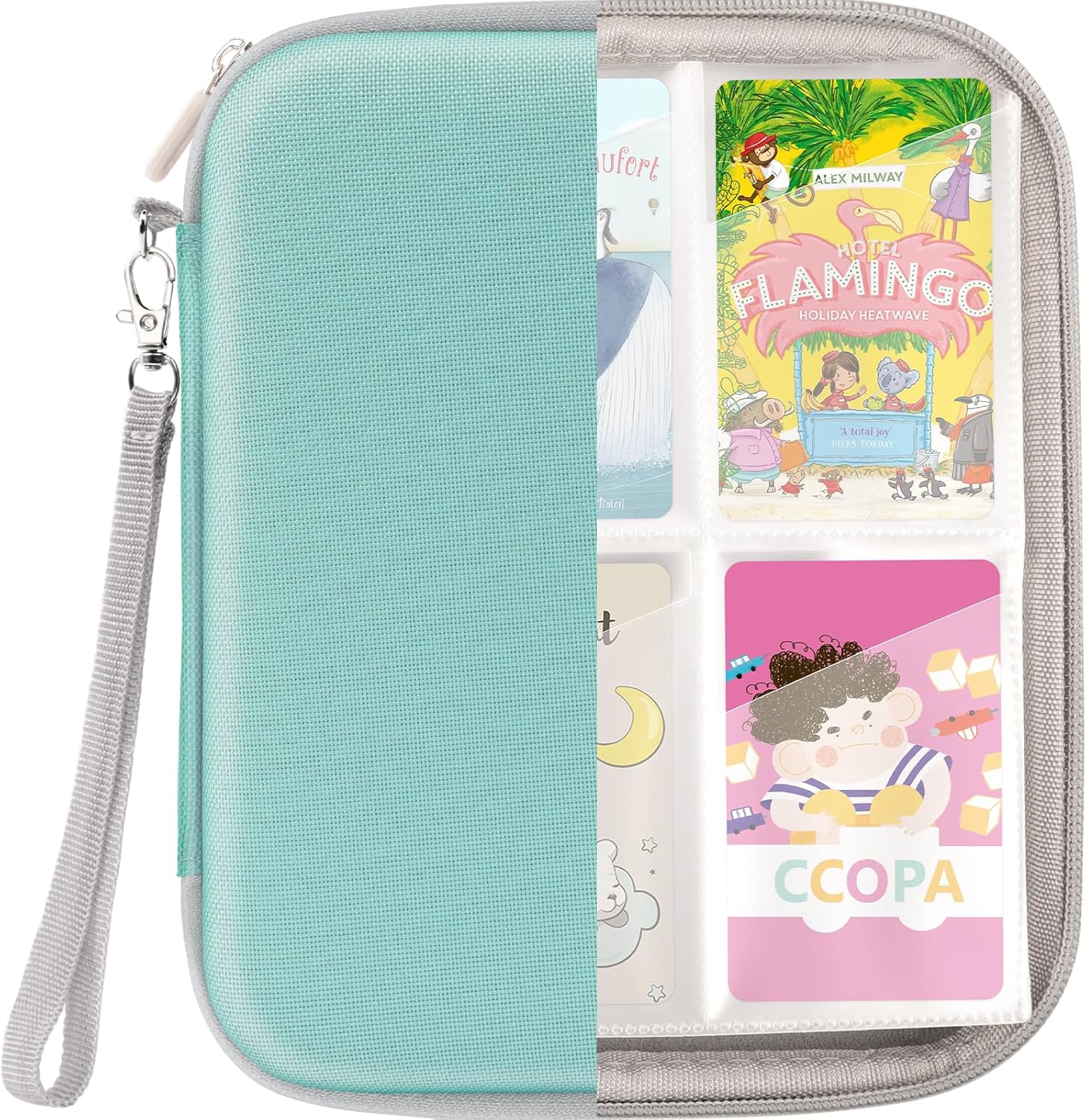 Card Holder Compatible with Yoto Player Cards,Card Binder Holder with Sleeves for Travel，80 Pockets Soft Portable Kids Card Case with Zipper fit for Yoto Player & Mini Audiobook Cards（Green）