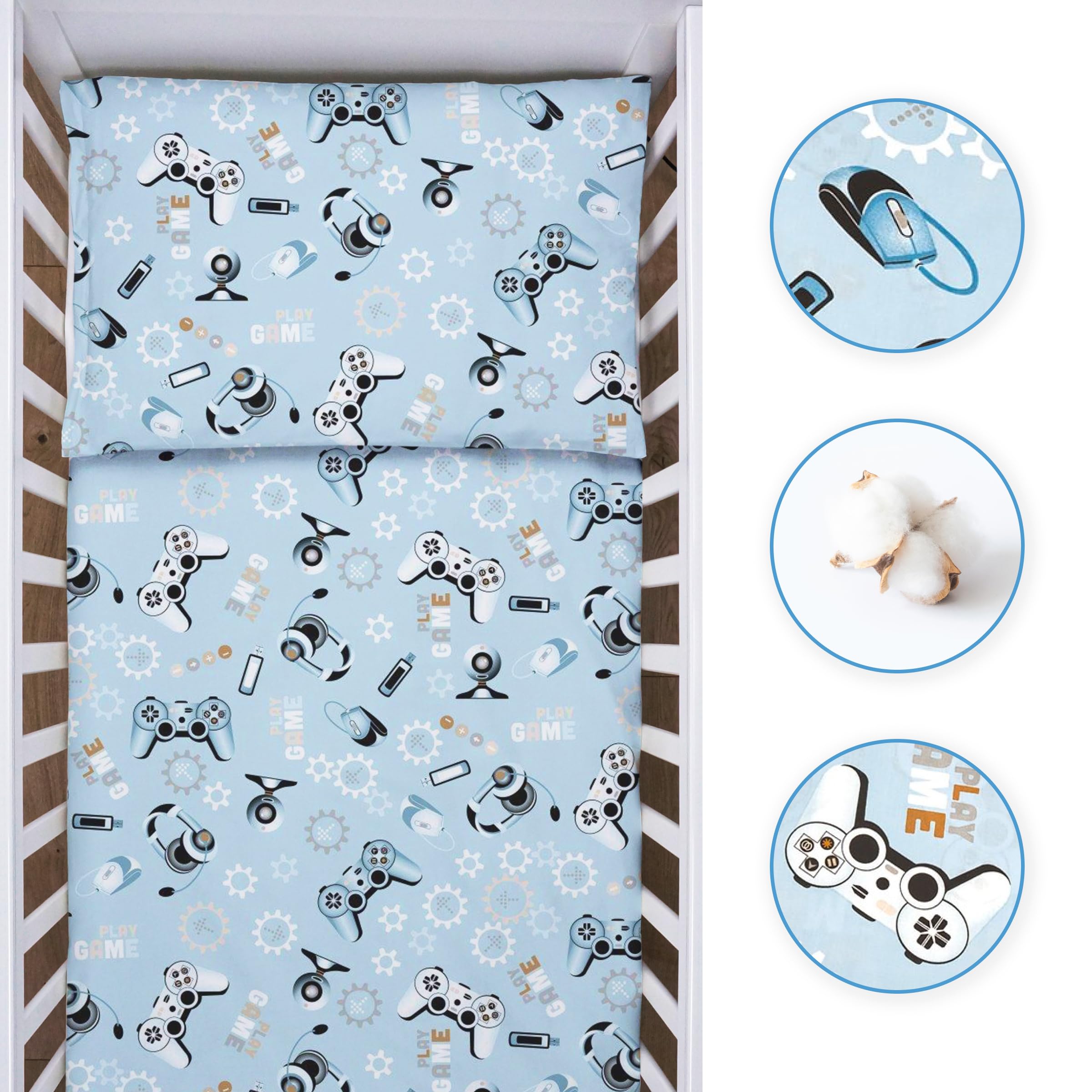 Baby Comfort 2-Piece Toddler Duvet & Pillow Set, 120x90 cm, 100% Cotton Breathable Fabric - Image 3