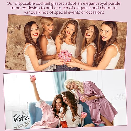 Miniatura 6 de Lounsweer 100 vasos de plástico transparente con borde de 9 onzas, copas de cóctel transparentes resistentes para el día de San Valentín,