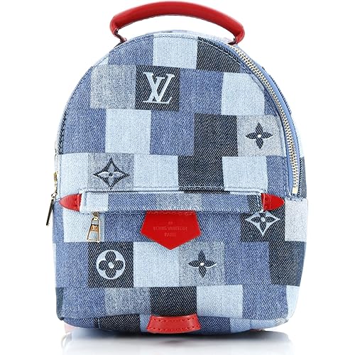 Louis Vuitton, Pre-Loved Palm Springs Backpack Damier and Monogram Patchwork Denim Mini, Blue