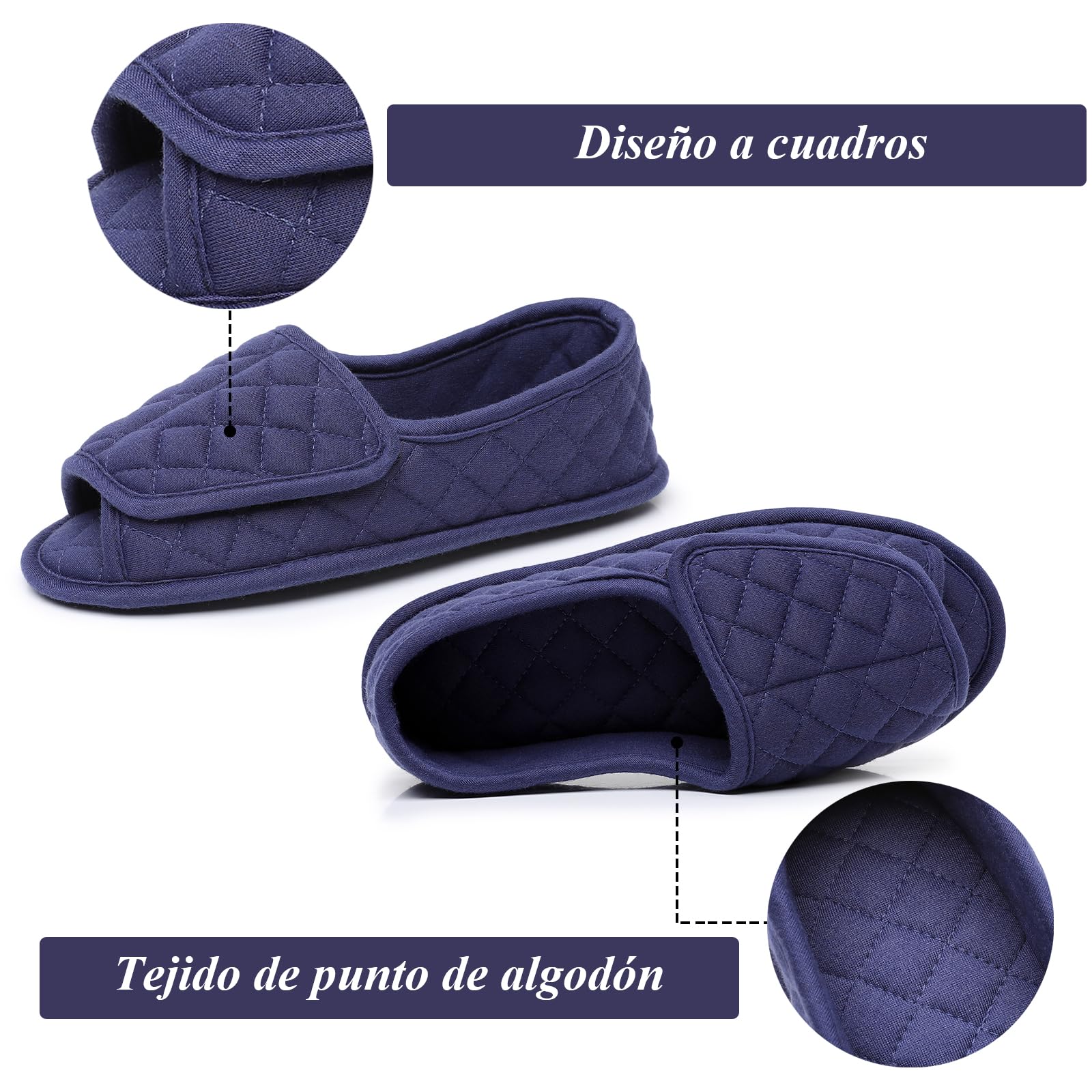 Git-up Zapatillas de casa de Espuma Viscoelástica para Mujer, Pantuflas Mujer con Ajustables Gancho y Bucle, Zapatos de Interior con Suela Antideslizante