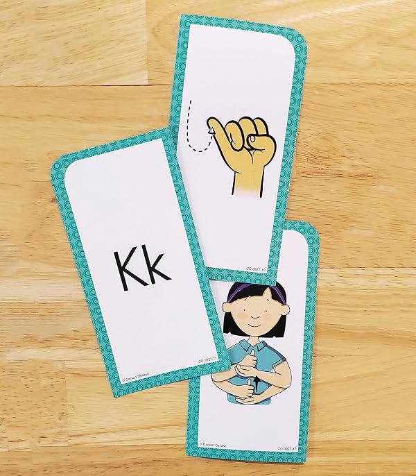 Carson Dellosa American Sign Language Flash Cards—Double-Sided, 122 ASL Signs With Illustrations and Word Associations, Alphabet, Numbers, Feelings, Animals, Food, Practice Set (105 pc) by Carson Dellosa Education - Used condition - Image 8