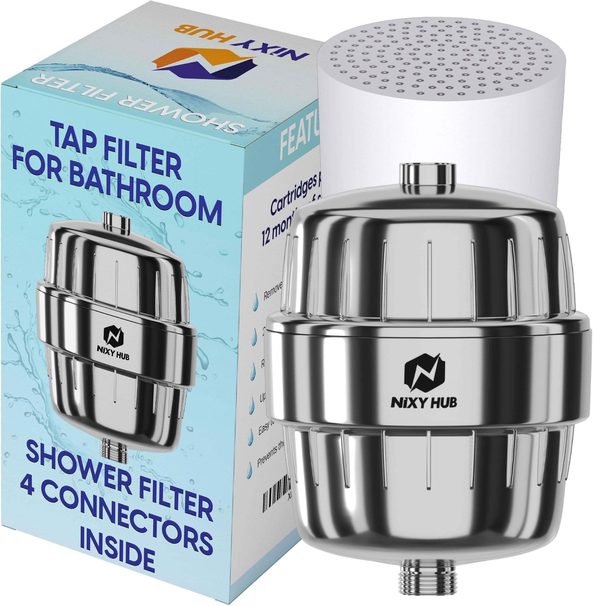NIXY HUB Premium Shower Filter - Water Softener for Bathroom | 5 Years ...