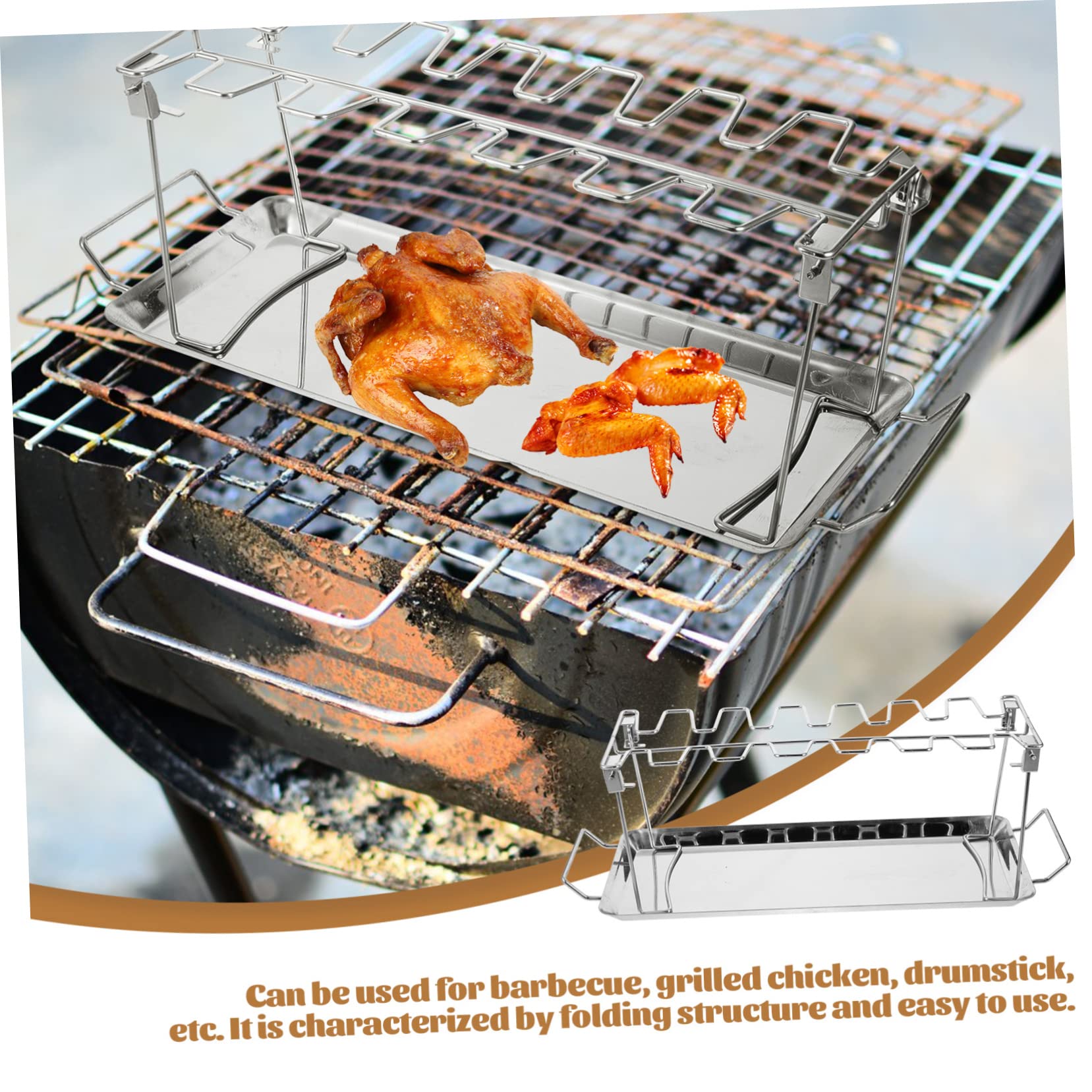 Abaodam Acciaio Inox Per Barbecue Forchette Per Pollo e Alette Di Cosce Per Pollo in Acciaio Inox