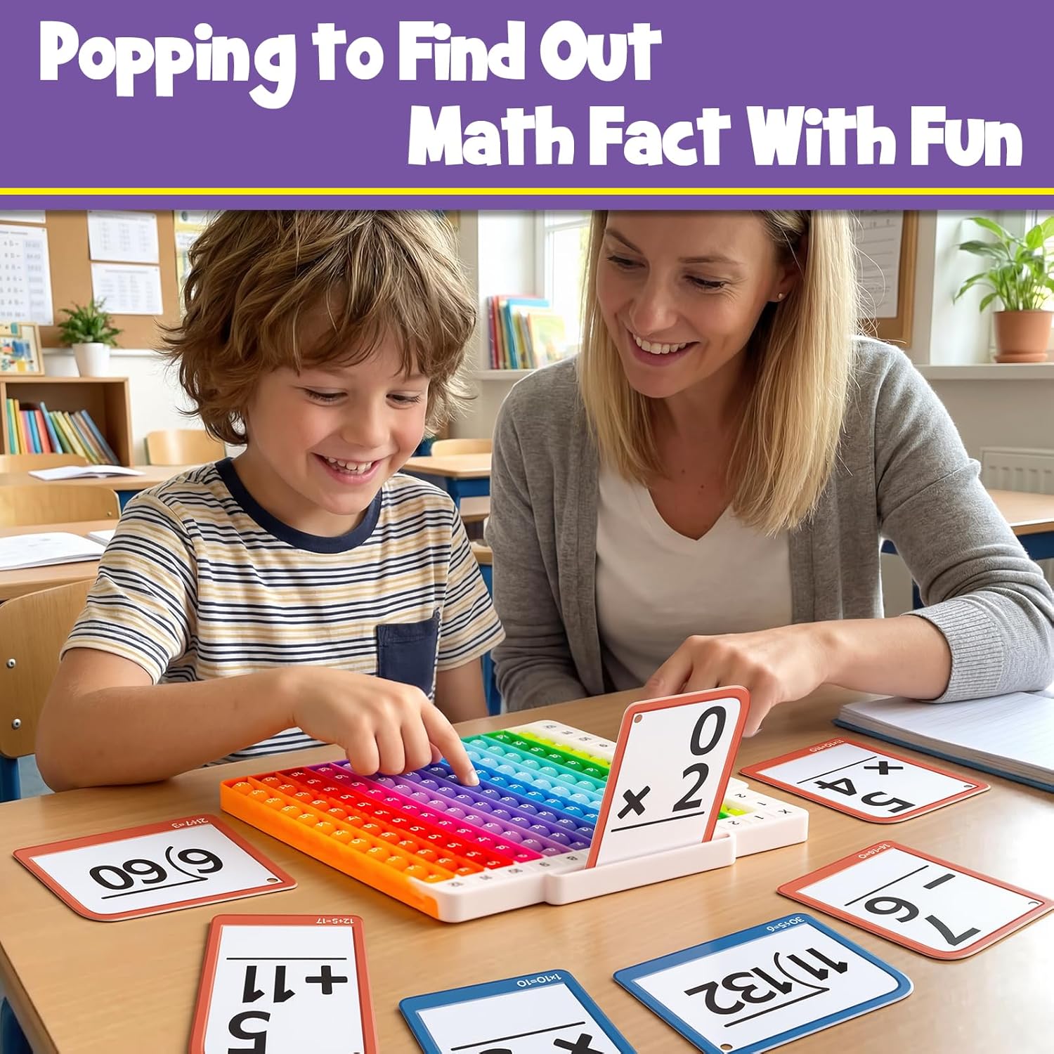 Torlam Math Flash Cards Math Board,Math Games Manipulatives Times Table Chart Fun Learning Interactive Practice Kit for Kids,Multiplication,Division,Addition,Subtraction Flash Card Pack Toys for Kids