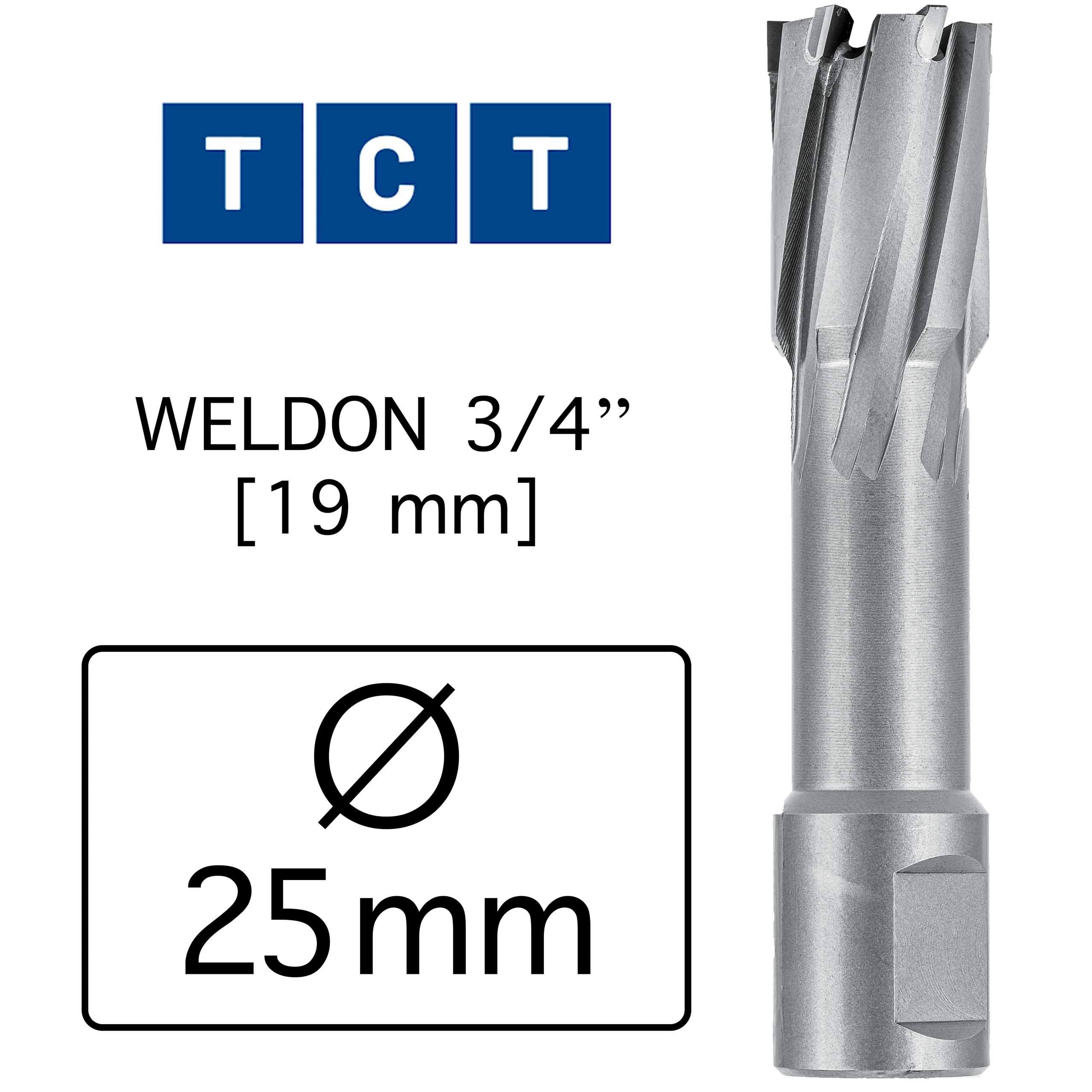 MELVER Broca hueca TCT Weldon 19 mm [3/4"] Profundidad de corte: 55 mm (25)