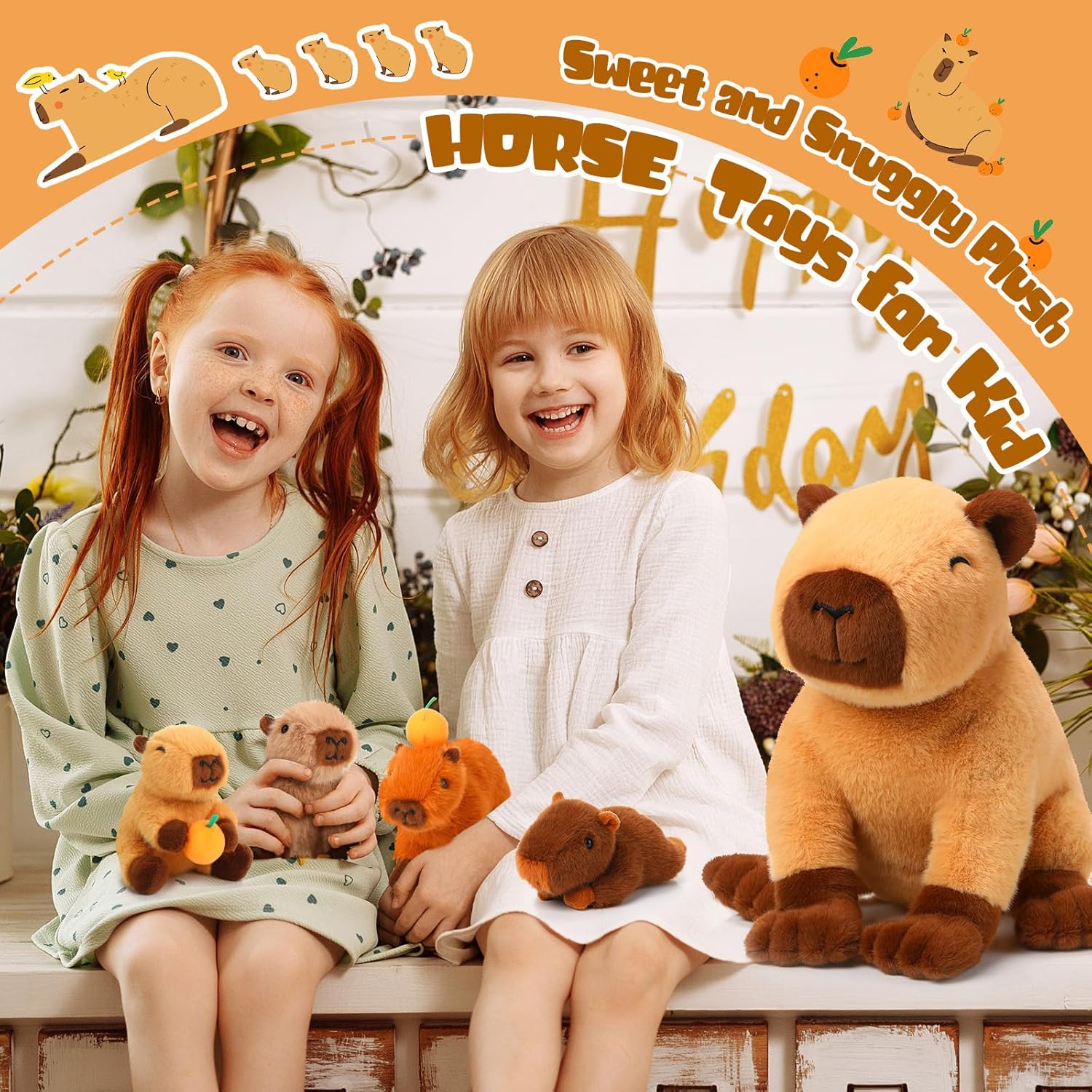 5-in-1 Capybara Stuffed Animals with Babies Inside, 15.75'' Capybara Mommy with 4 Cute Babies Set, Plush Pillow for Girls Boys Birthday Valentines Gifts(Sitting)