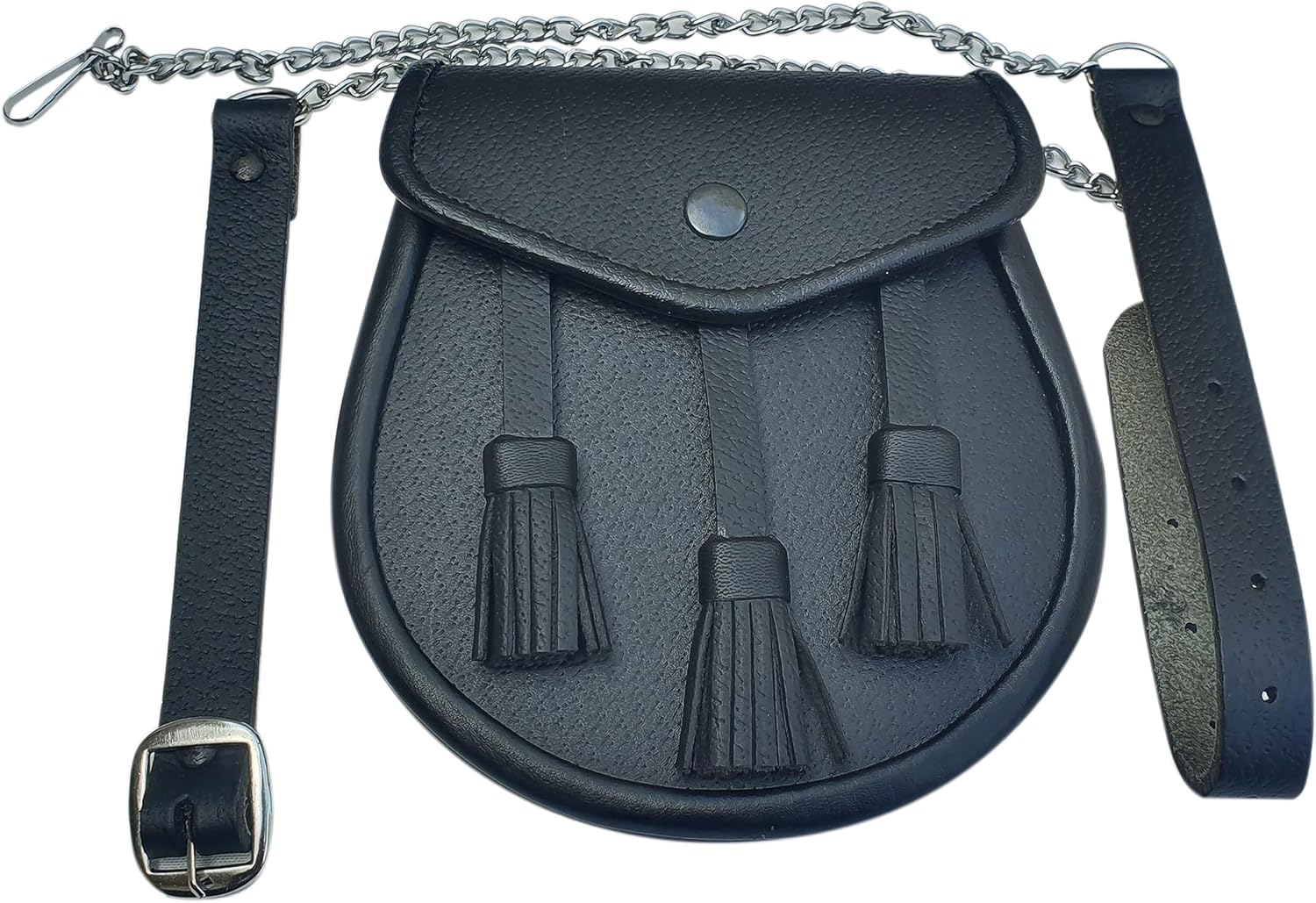 WHITE COW HIDE 3 TASSEL LEATHER BELT AND SPORRAN