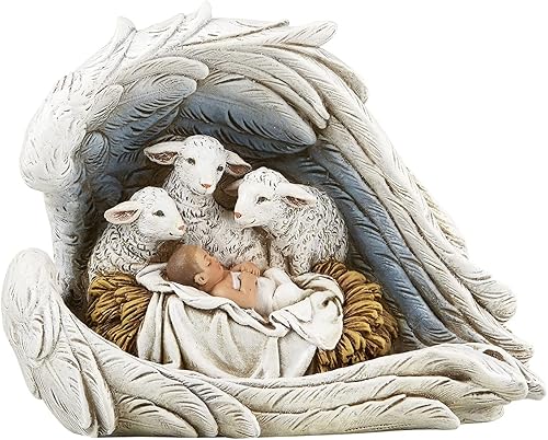 Christian Brands Catholic Avalon Gallery - Figura de resina de Adviento y Navidad, 6.25 x 3.25 x 5 pulgadas, blanco, gris, bronceado