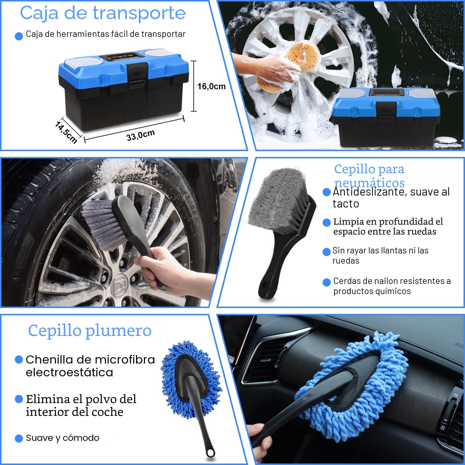 27 cepillos kit limpieza Coche, lavar coche Cepillo de Taladro Eléctrico kit cepillo coche limpieza coche interior con Cepillo Para Detalles, herramienta de limpieza para parabrisas de automóviles