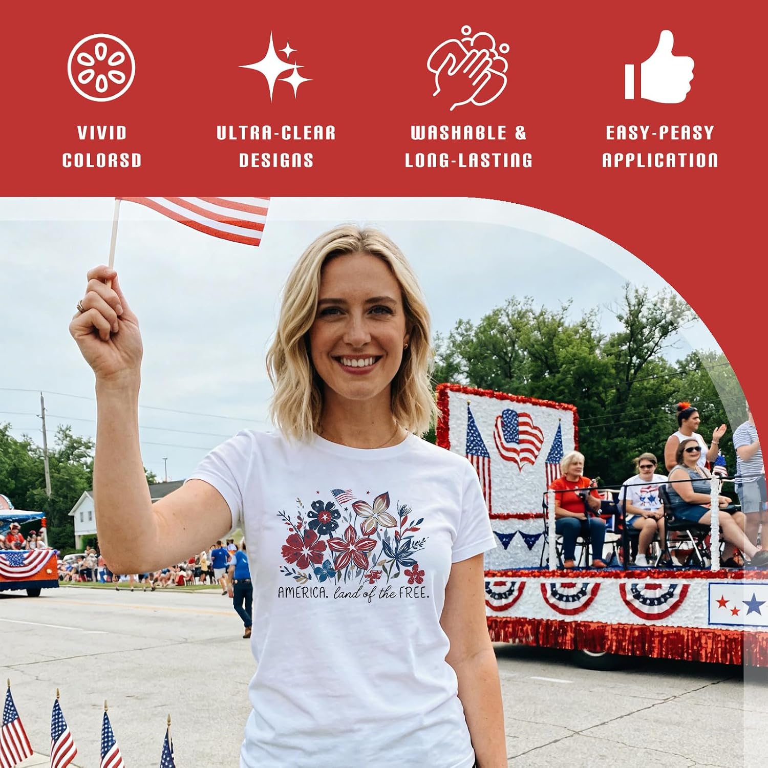 Dazoratix 250th Anniversary Iron on Transfers - 30 Sheets 4th of July America Flag Patriotic DTF Ready to Press USA Eagle Bow Heat Patches Independence Day Stickers Vinyl Decals for T Shirts Clothes