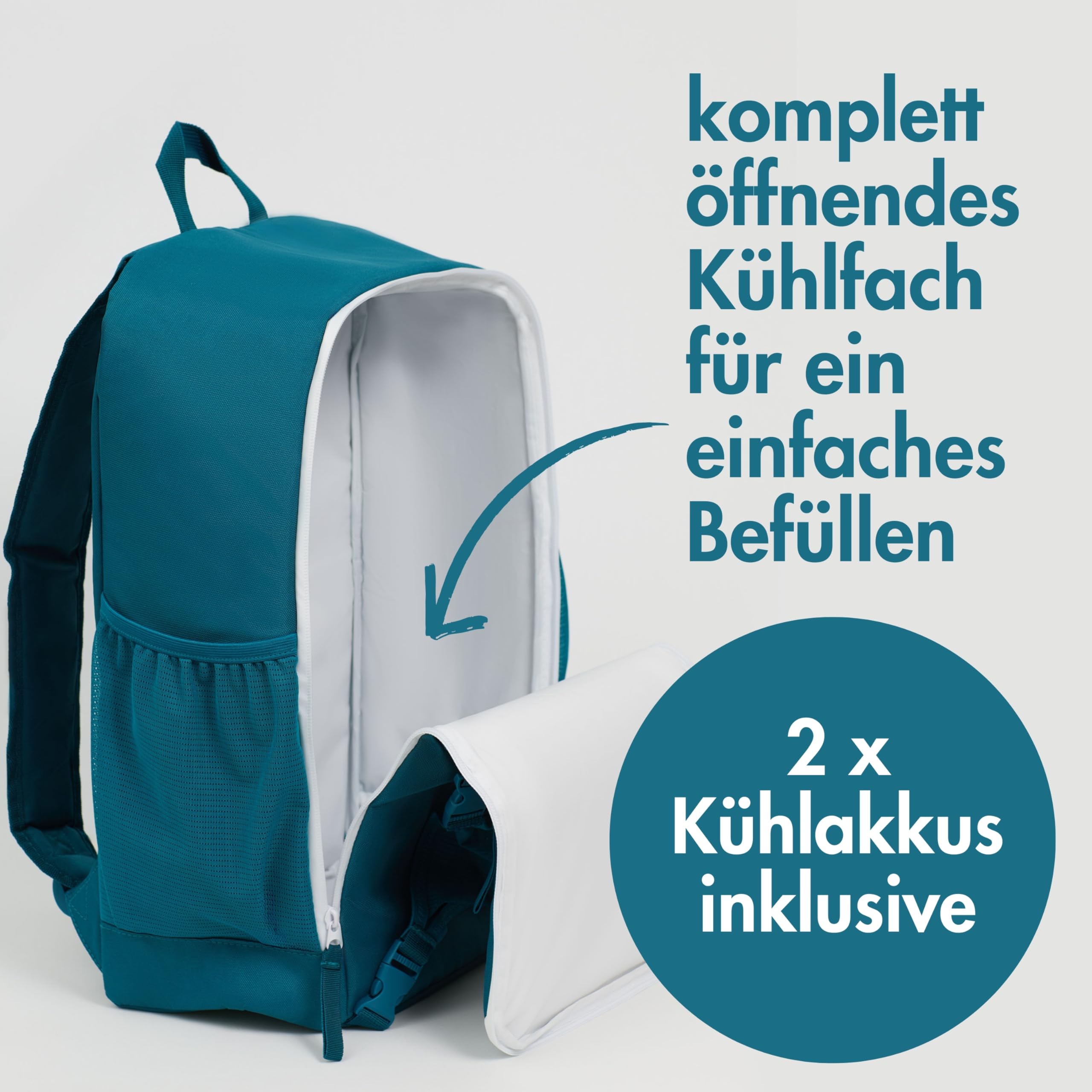 Zaino refrigerante impermeabile 26 l con 2 confezioni - Raffredda fino a 8 ore - suddivisione pratica per spiaggia, picnic, escursioni, campeggio