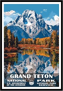 01September Grand Teton Poster - National Park Wall Art, Print for Living Room (UNFRAMED)