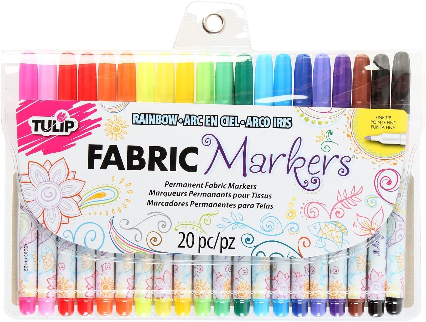Tulip Fabric Markers 28976 Fine Writers 20 Pack - Nontoxic & Fast Drying