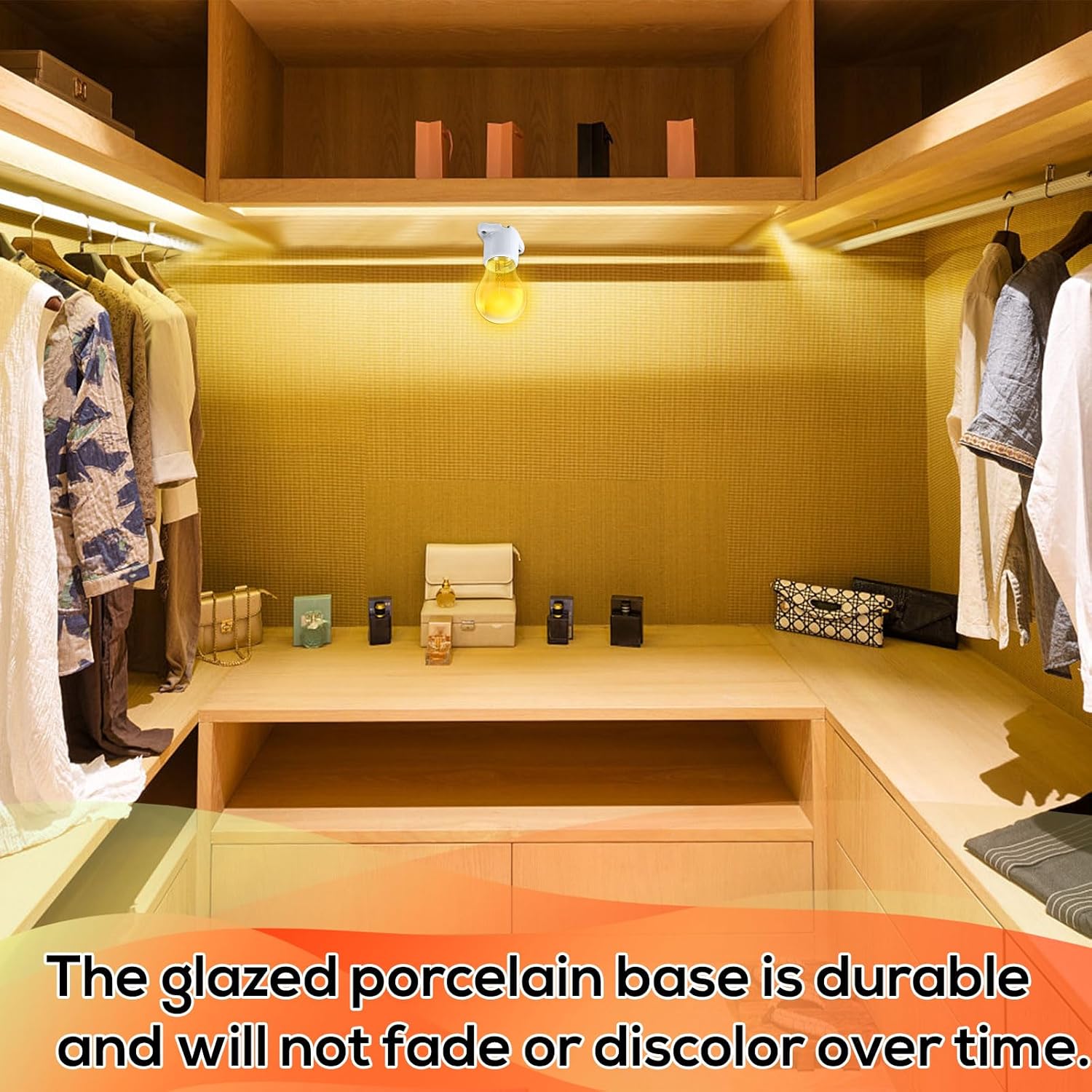 4pcs Porcelain Light Socket, E26 Ceramic Lamp Holder Bulb Socket Base Durable with 6" Cord 660W 600V Medium Base Lampholder Compatible with Standard Light Bulbs