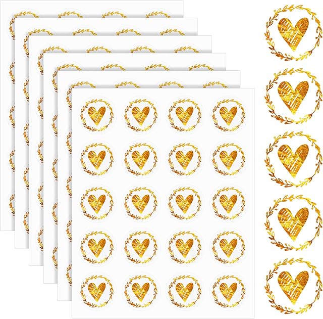 ASTER 300 Pieces Clear Heart Envelope Seals Gold Small Heart Stickers Decorative Envelopes Seal for Wedding Invitations Cards Envelopes Party Favors and Save The Dates