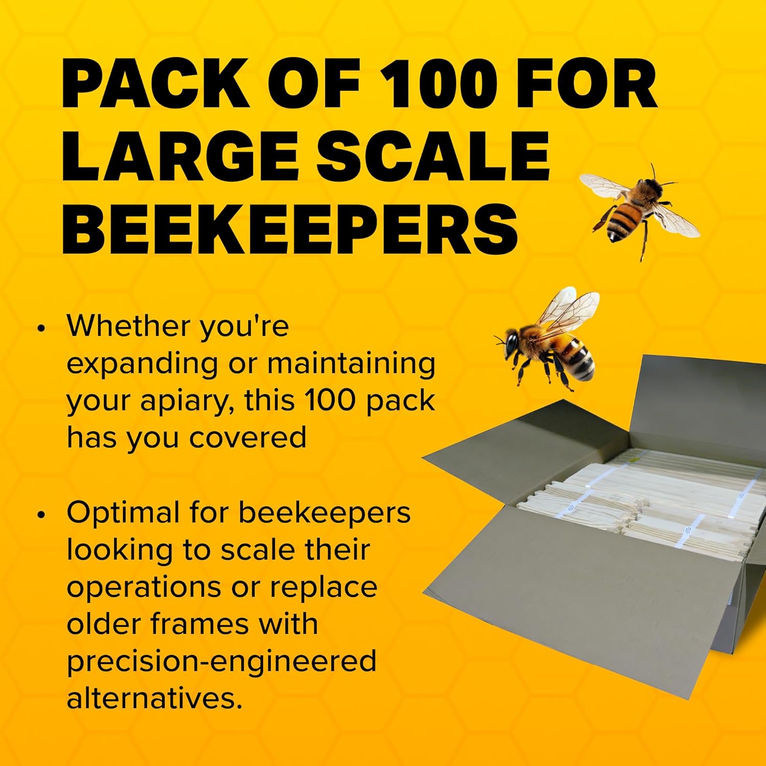 Mann Lake 9 1/8" Deep Unassembled Beekeeping Frames, Groove Top and Bottom, No Holes in Endbars, Designed for High Precision and Durability, Compatible with All Uncappers, 100 Pack, Made in the USA