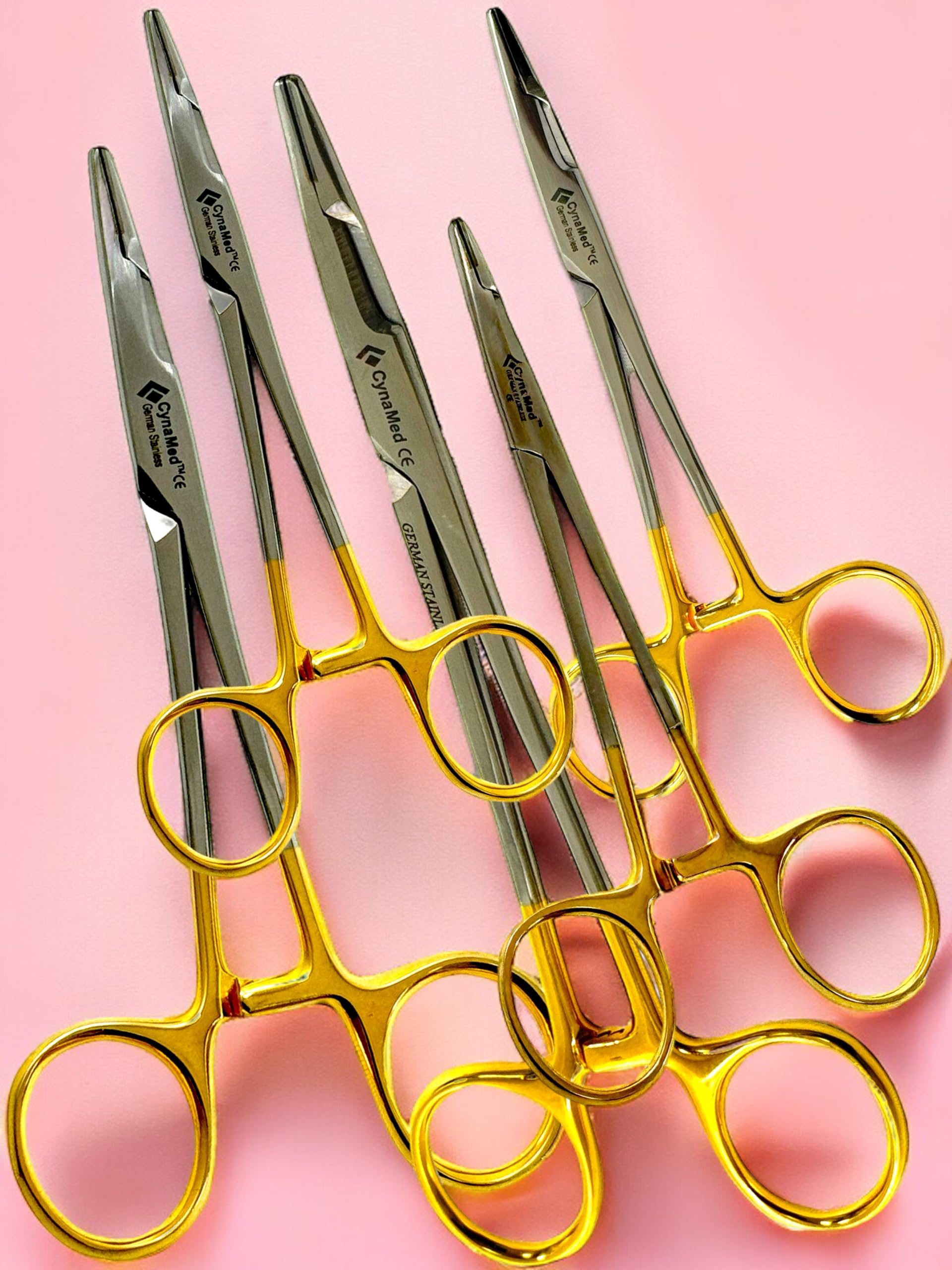 Set of 2 - Olsen Hegar Needle Holder with Tungsten Carbide Inserts Gold Handle Suture Hemostat Forceps - Artlab (Set of 6-5