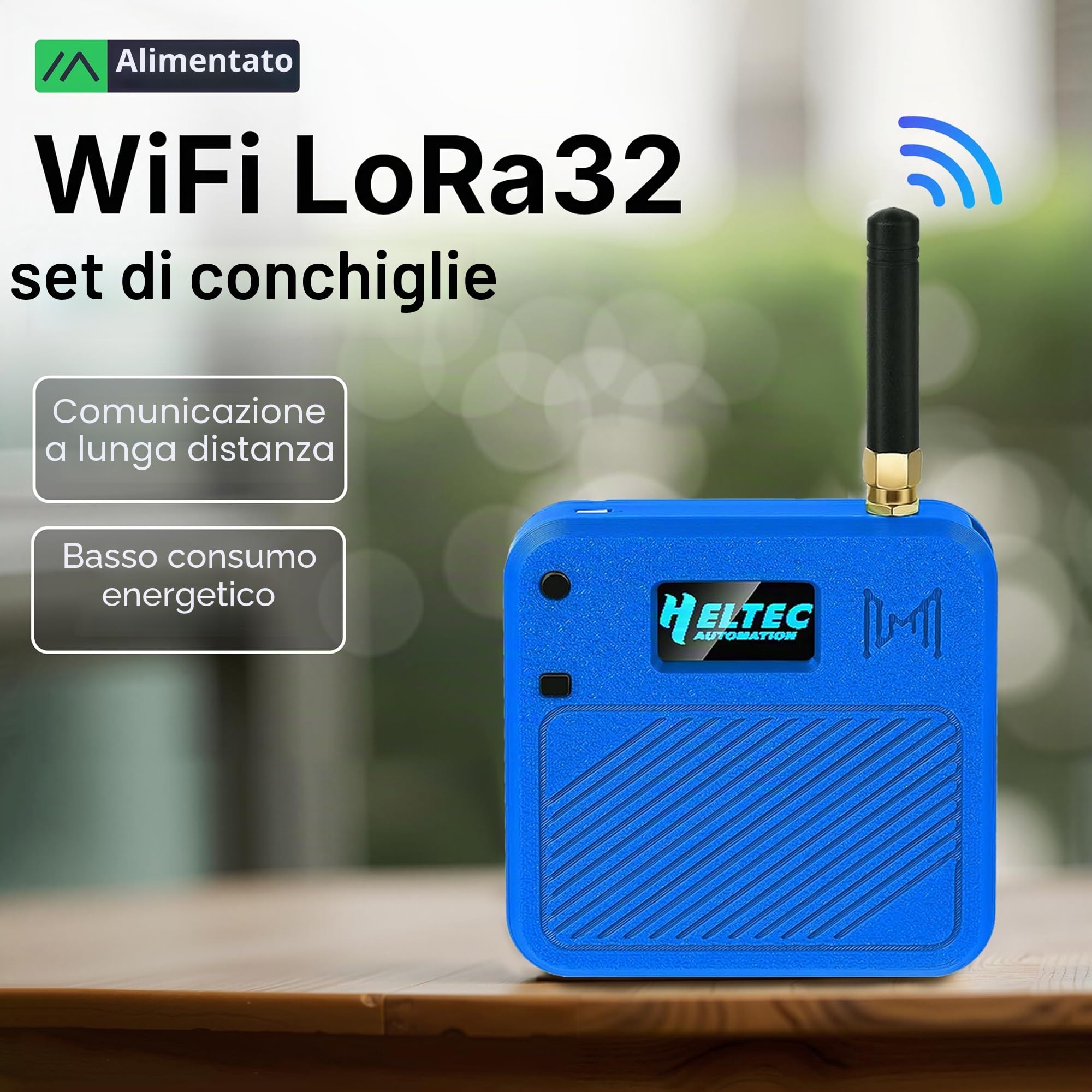 Heltec V3 ESP32 LoRa Dev Board N32 Kit Blu | Con custodia, batteria da 3000 mAh, supporto Meshtastic LoRaWAN WiFi, IoT per controllo industriale Smart Home