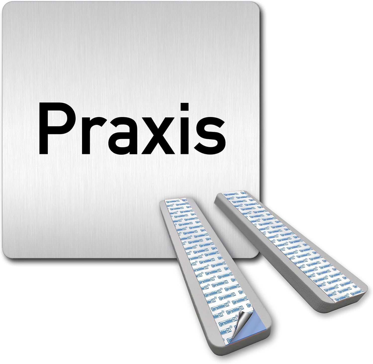 XXL Schild - Türschild • 125 x 125 mm • Praxis Arztpraxis • 1,5 mm Aluminium Vollmaterial • 100% Made in Germany (Praxis + Abstandshalter)