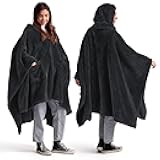 Blanket Poncho for Women, Hooded Wearable Fleece Blanket for Adult, Winter Poncho Shawl Wrap Cape as Gifts for Mom