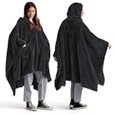 Blanket Poncho for Women&comma; Hooded Wearable Fleece Blanket for Adult&comma; Winter Poncho Shawl Wrap Cape as Gifts for Mom