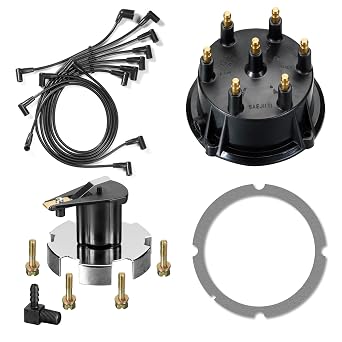 4.3L V6 Ignition Distributor Cap Rotor Spark Plug Wires Tune UP KIT Compatible with MERCRUISER Mercury Marine Thunderbolt TKS 84-816761Q16, 815407Q5