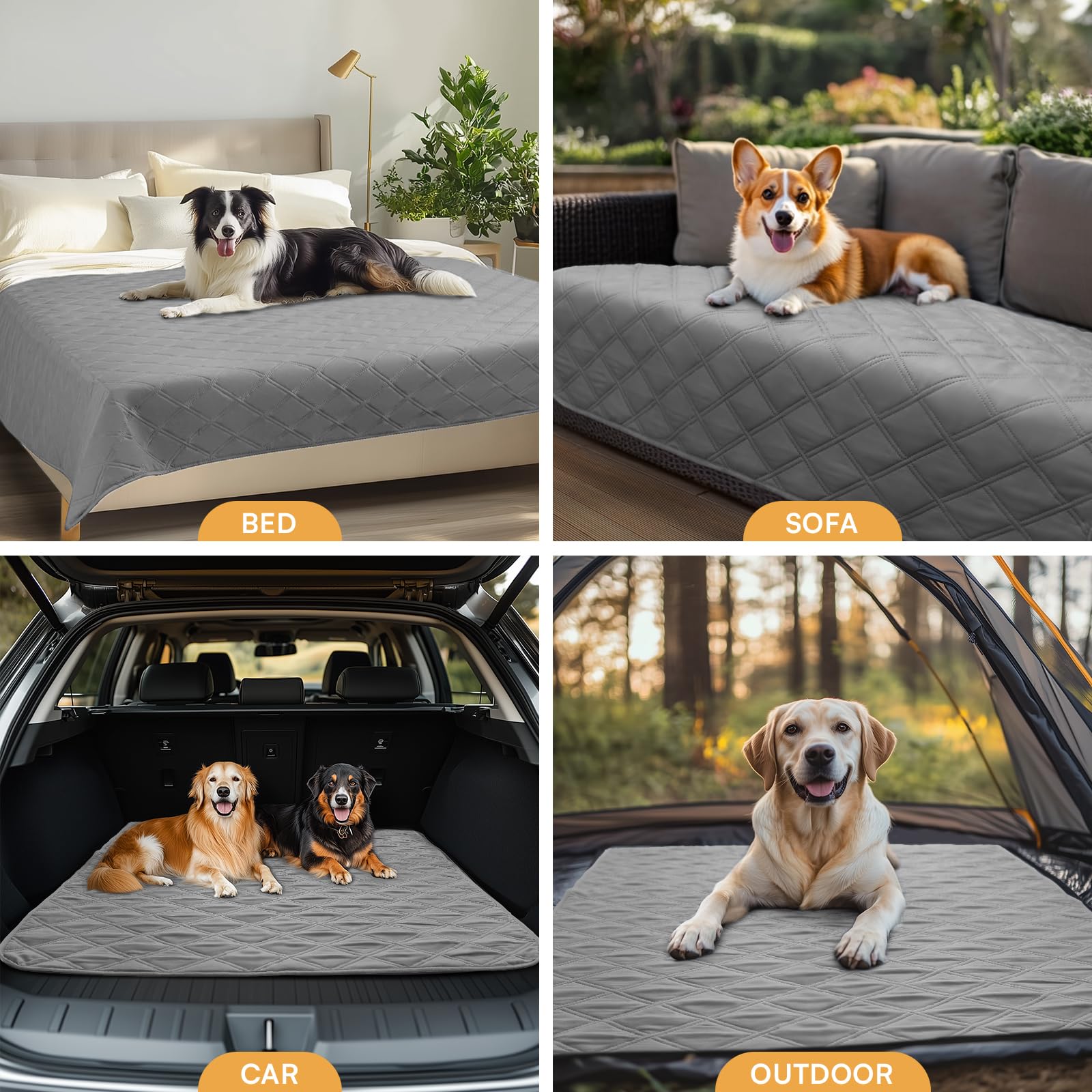 luciphia Copridivano per Cani Impermeabile, Coperta per Cani 100% Impermeabile con Punti Antiscivolo Tappetino Protezione per Mobili Bambini Cane Gatti Lavaggio in Lavatrice Grigio Chiaro 76_x_178cm