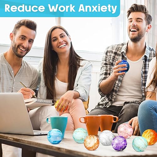 Miniatura 7 de Lenwen 24 bolas de estrés a granel de 2 pulgadas, bolas de mármol para apretar, bolas de alivio del estrés, bolas de espuma coloridas, juguetes con