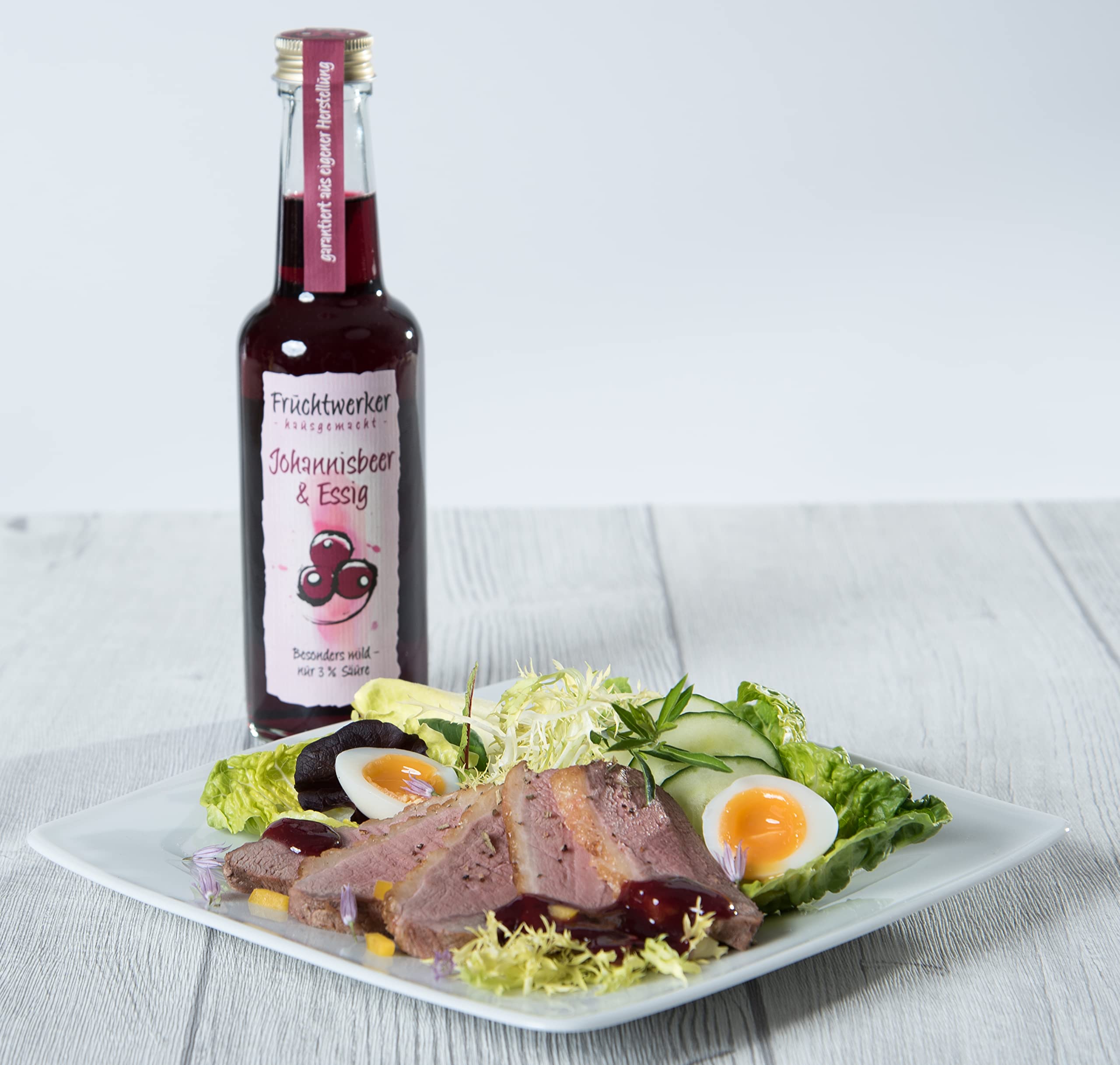 Fruchtwerker Essig und Frucht Set I Verschiedene Sorten I Fruchtig I Fruchtessig I Essig-Set I Rein Pflanzlich I Süß I In Glasflaschen (Blaubeere + Johannisbeere + Brombeere)