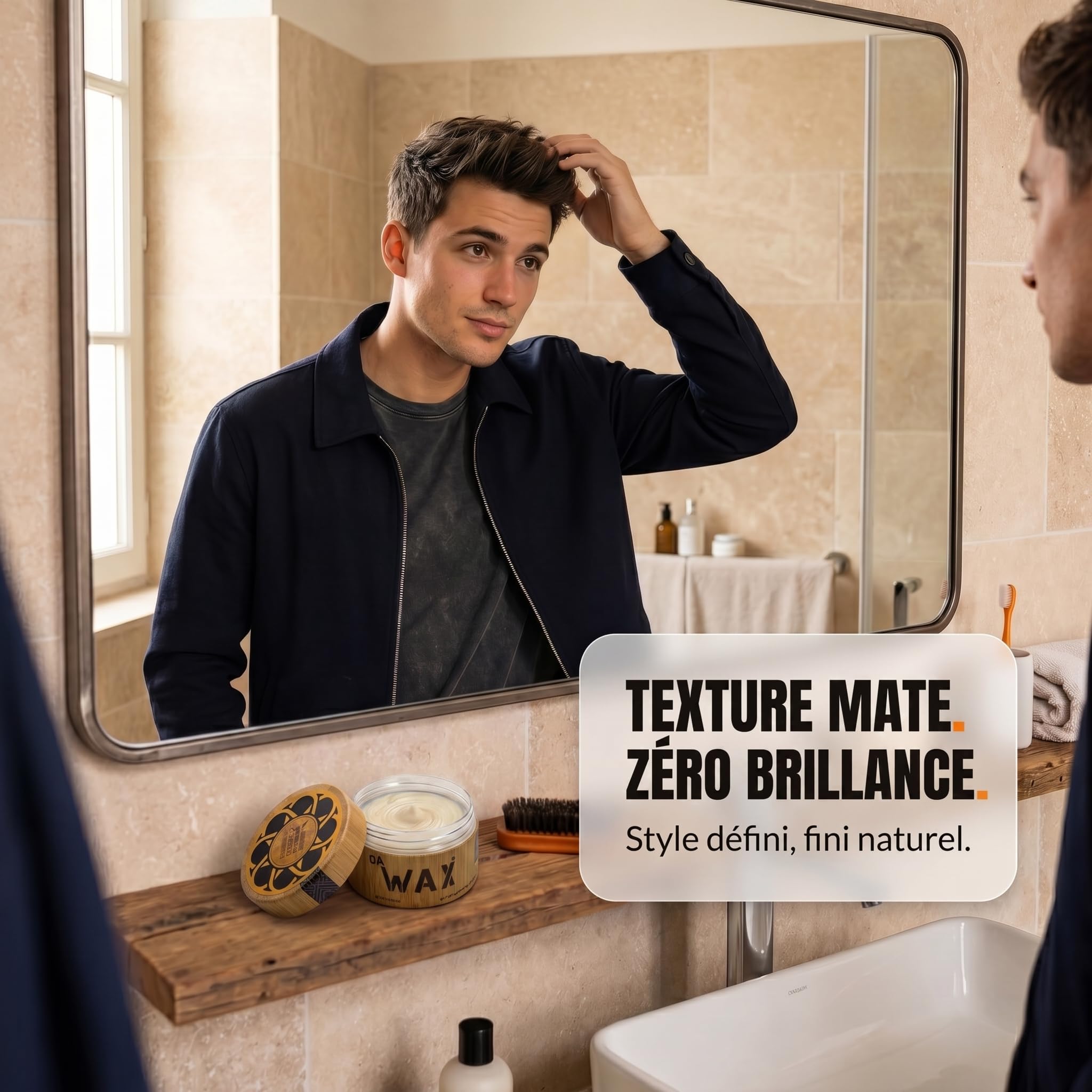 Da'Dude Da'Wax 100ml Cire Coiffante Homme Effet Mat Fixation Forte 8h Formule Naturelle Cire d'Abeille Carnauba Lanoline Sans Silicones Parabènes Pot Rechargeable Bambou